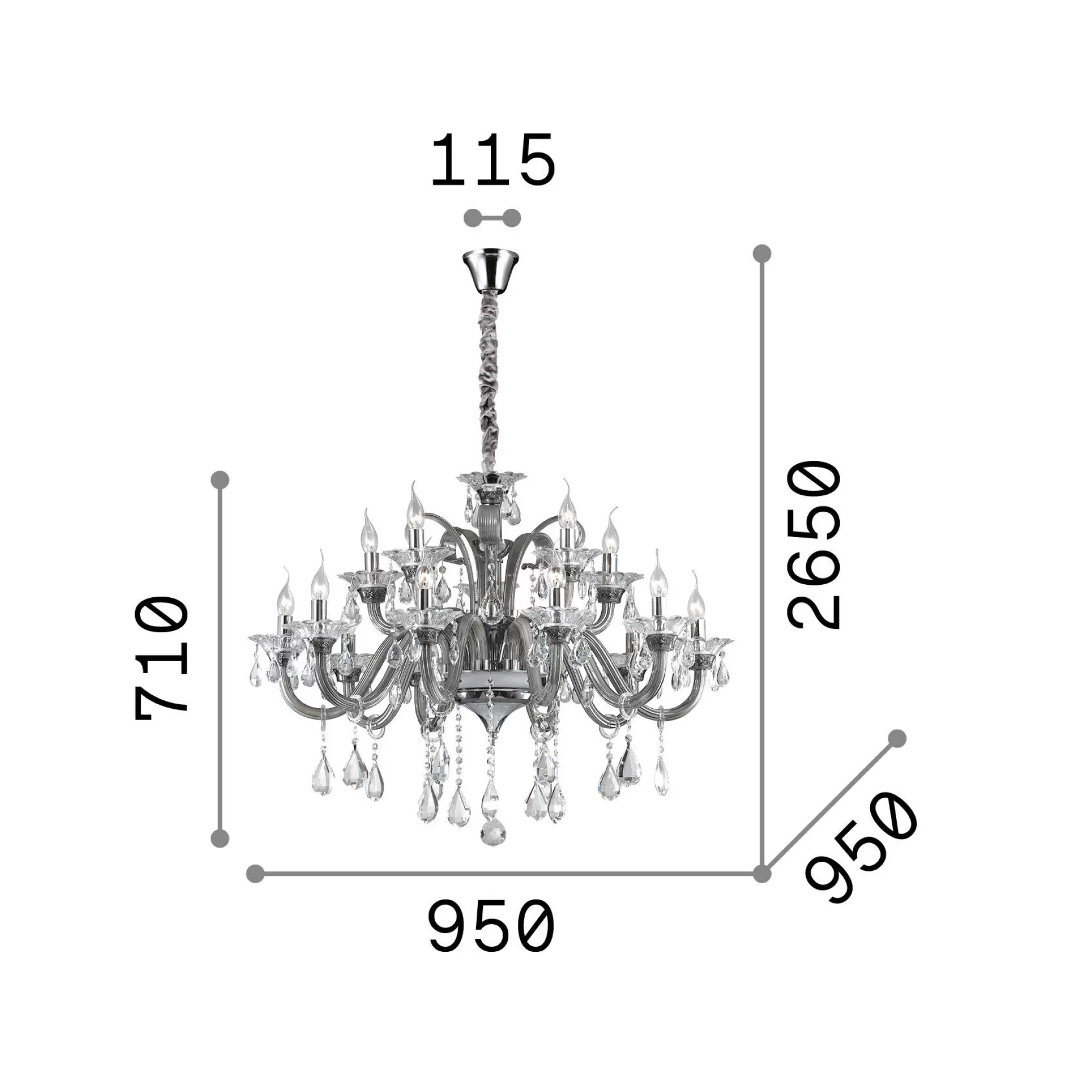 Dmora Lampade A Sospensione<Ideal-Lux - Lampada a sospensione COLOSSAL SP15 , 95 x 95 x h96 cm,