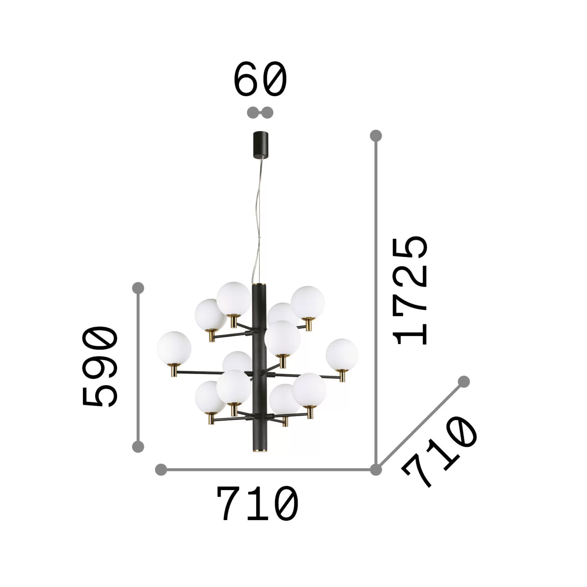 Dmora Lampade A Sospensione<Ideal-Lux - Lampada a sospensione COPERNICO SP12 , 71 x 71 x h84 cm,