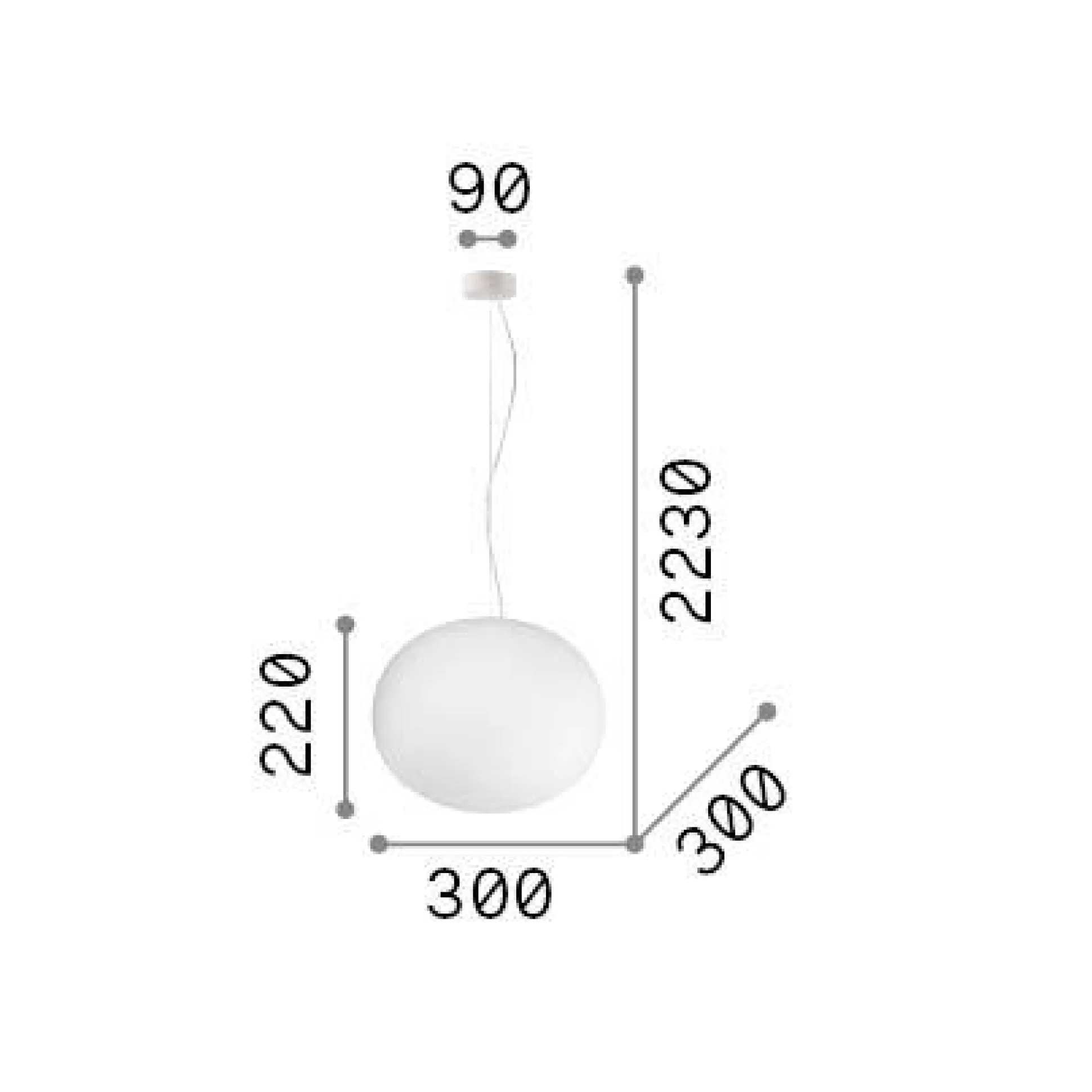 Dmora Lampade A Sospensione<Ideal-Lux - Lampada a sospensione COTTON SP1 D30 , 30 x 30 x h223 cm,
