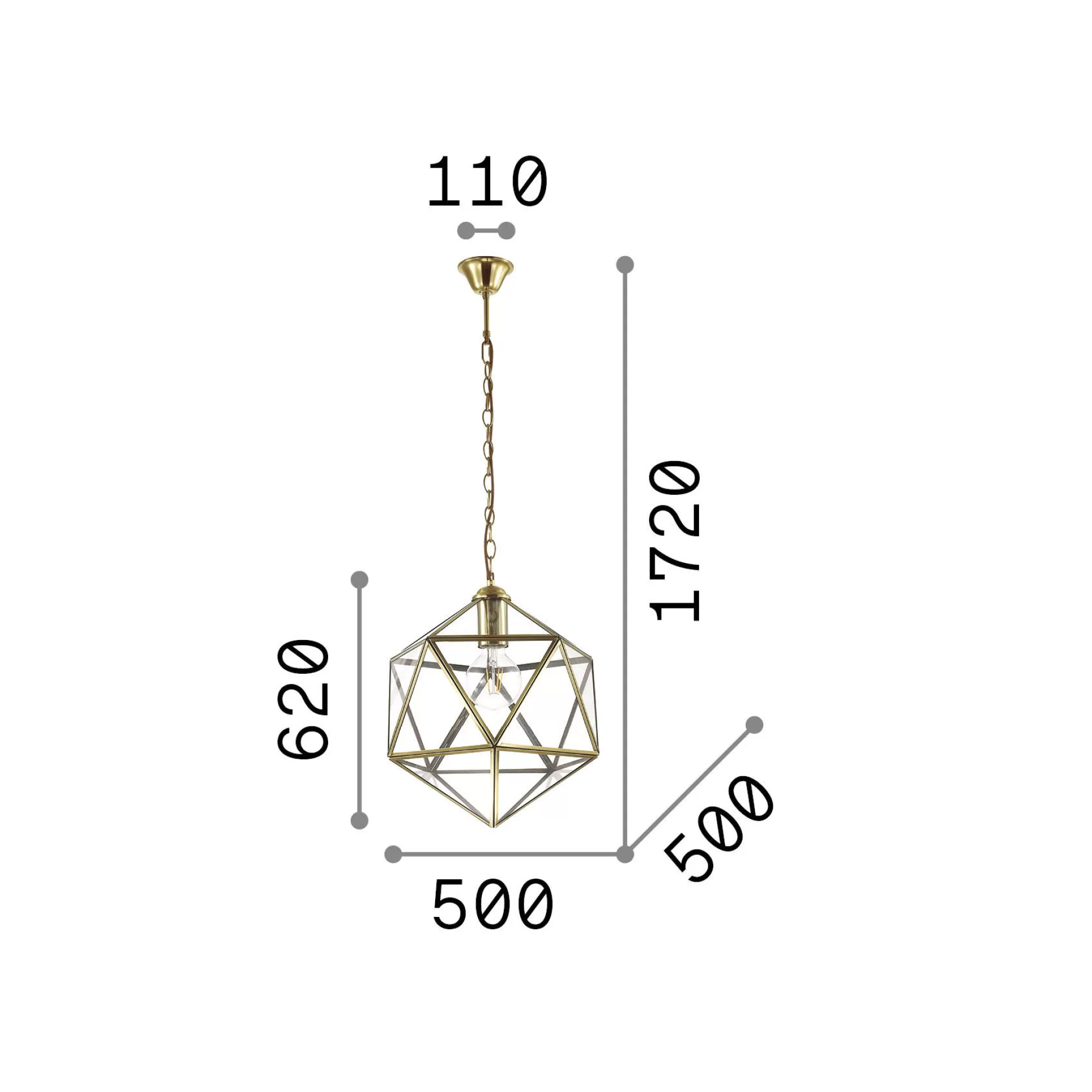 Dmora Lampade A Sospensione<Ideal-Lux - Lampada a sospensione DECA SP1 BIG, 50 x 50 x h87 cm,