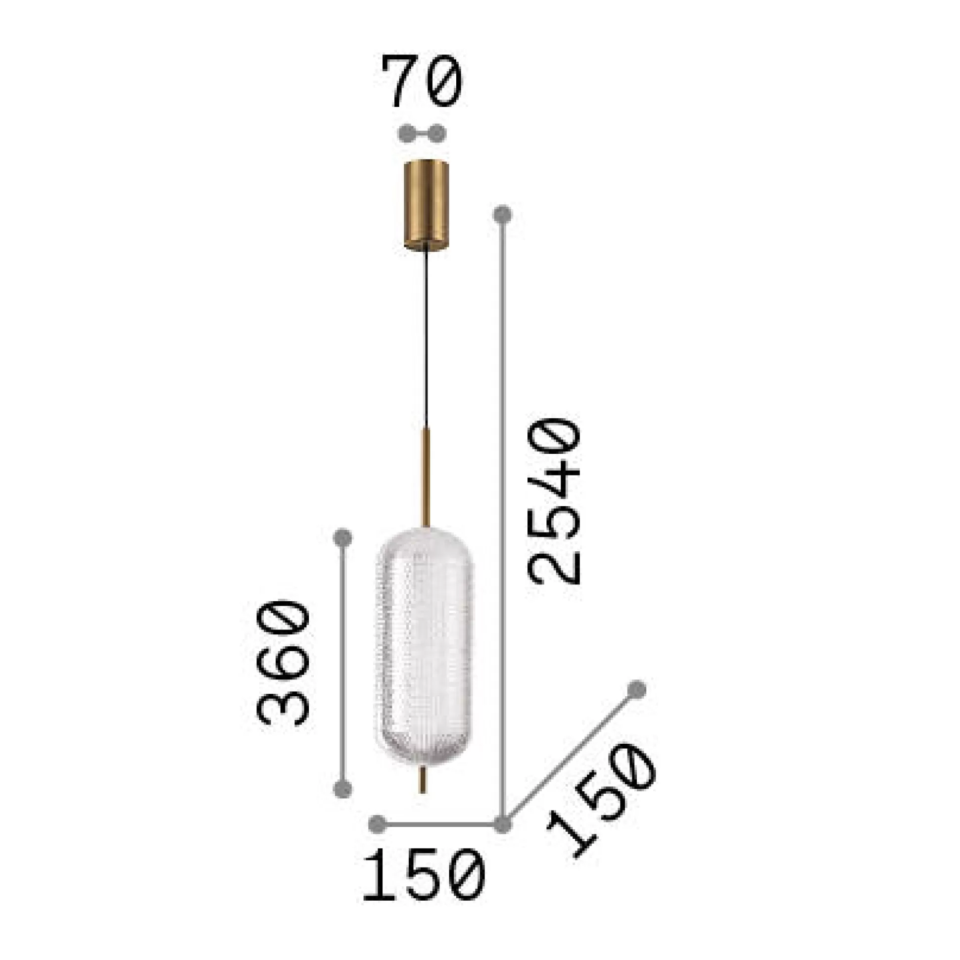 Dmora Lampade A Sospensione<Ideal-Lux - Lampada a sospensione DECOR SP H36, 15 x 15 x h80 cm,