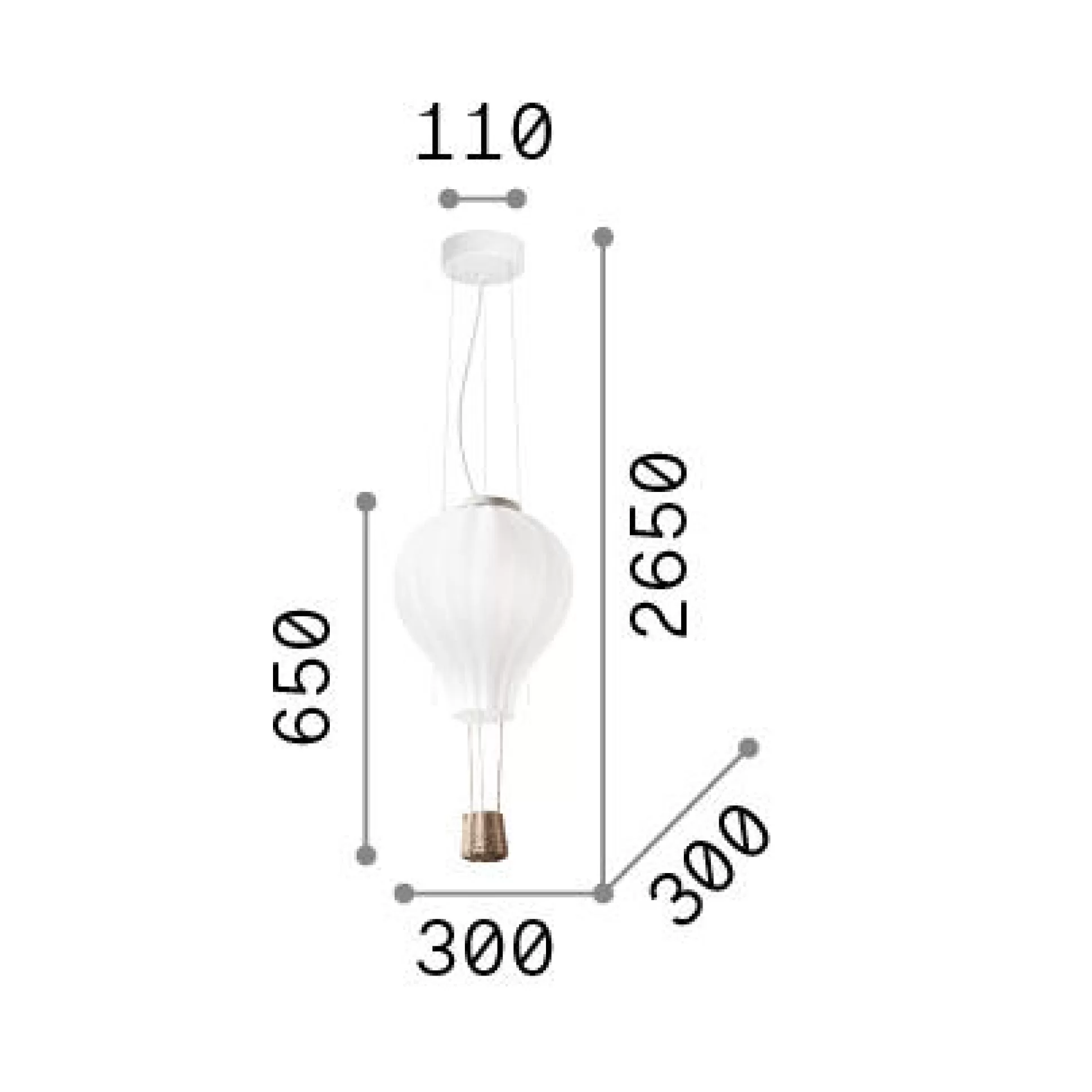 Dmora Lampade A Sospensione<Ideal-Lux - Lampada a sospensione DREAM BIG SP1 D30, 30 x 30 x h90 cm,