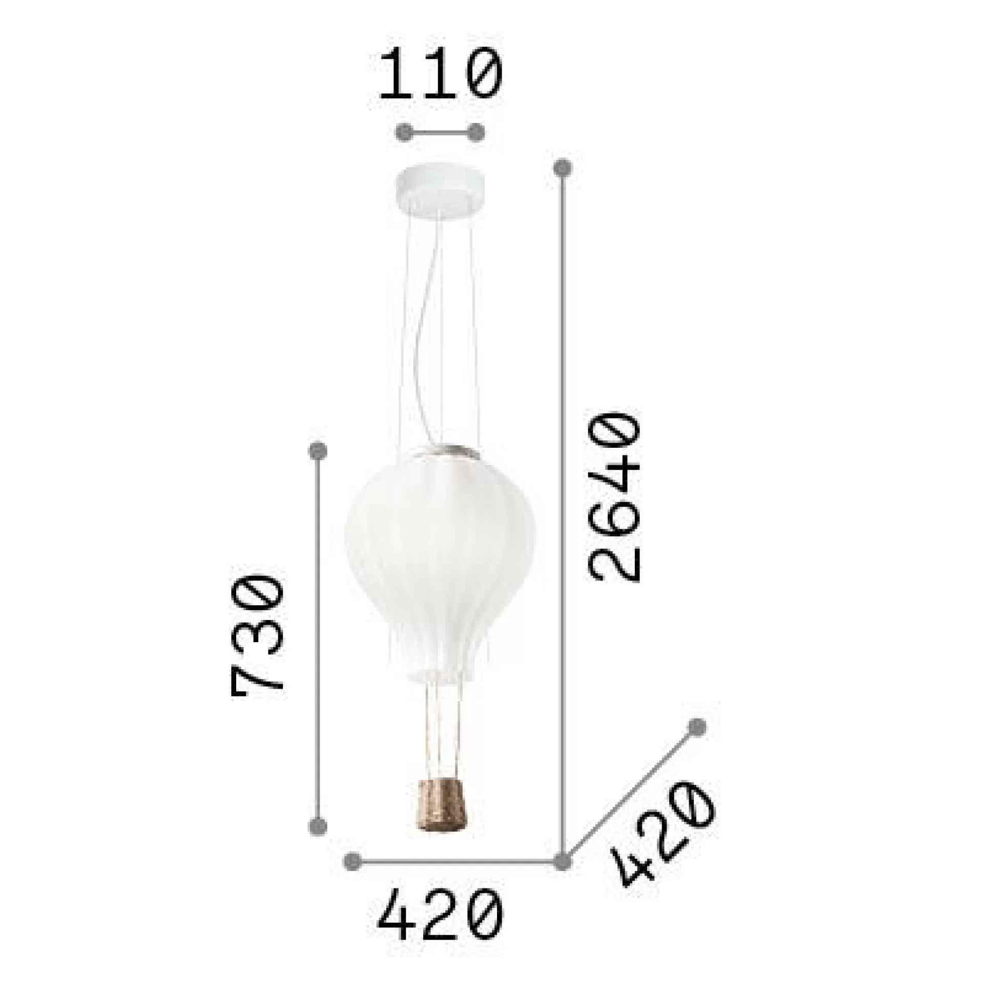 Dmora Lampade A Sospensione<Ideal-Lux - Lampada a sospensione DREAM BIG SP1 D42, 42 x 42 x h110 cm,