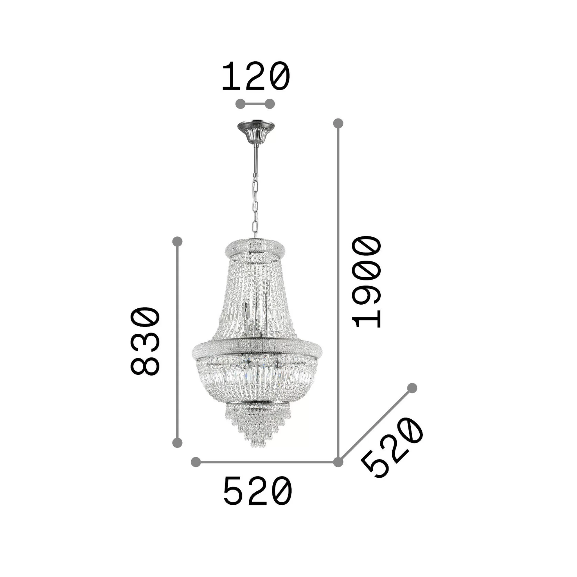 Dmora Lampade A Sospensione<Ideal-Lux - Lampada a sospensione DUBAI SP10 , 52 x 52 x h108 cm,