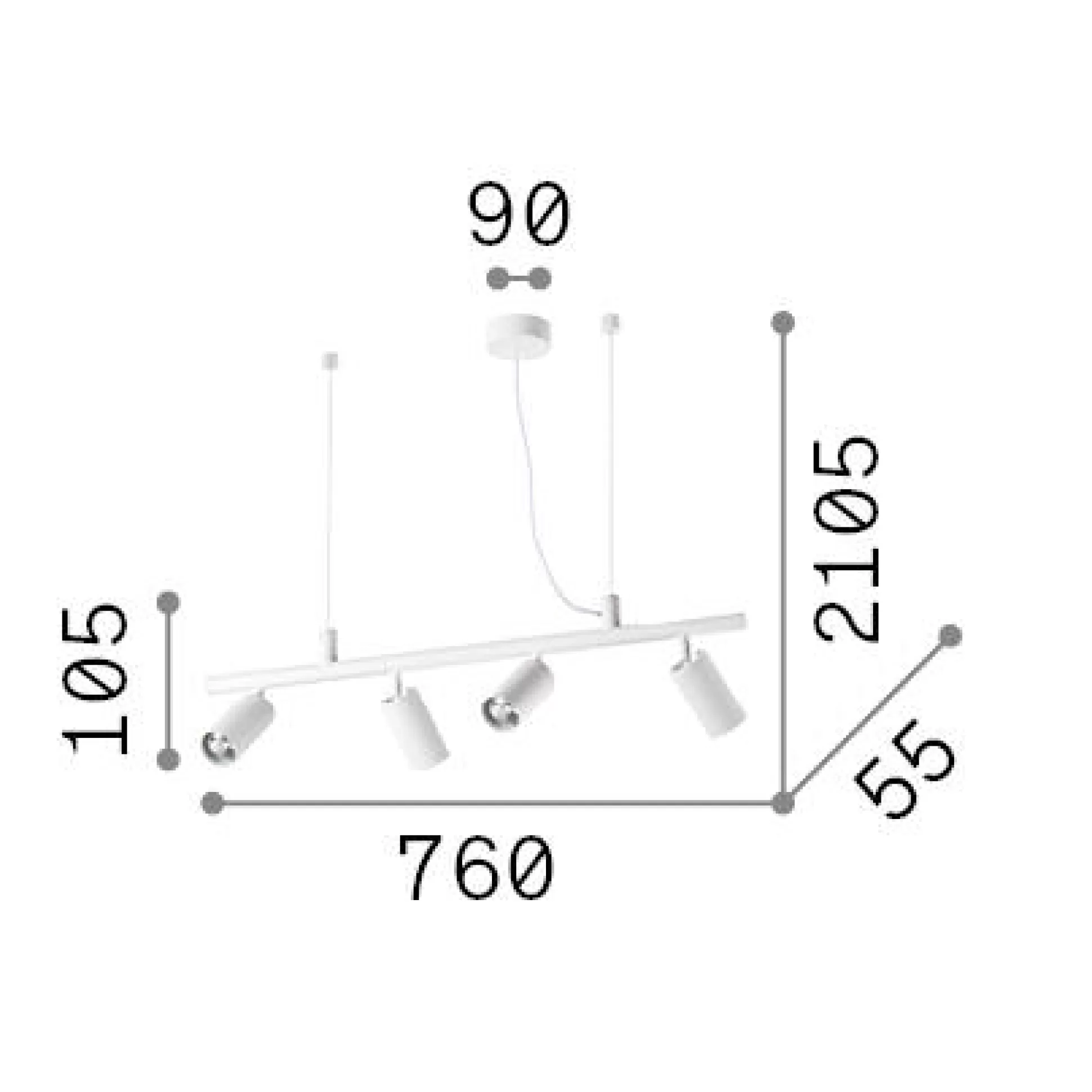 Dmora Lampade A Sospensione<Ideal-Lux - Lampada a sospensione DYNAMITE SP4 , 76 x 6 x h36 cm,