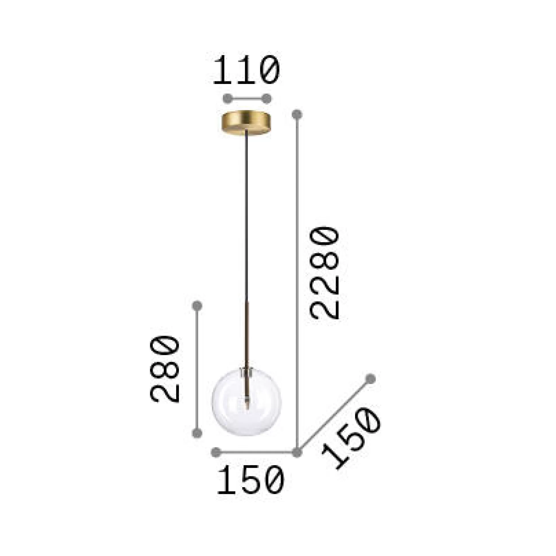Dmora Lampade A Sospensione<Ideal-Lux - Lampada a sospensione EQUINOXE SP1 D15 , 15 x 15 x h53 cm,