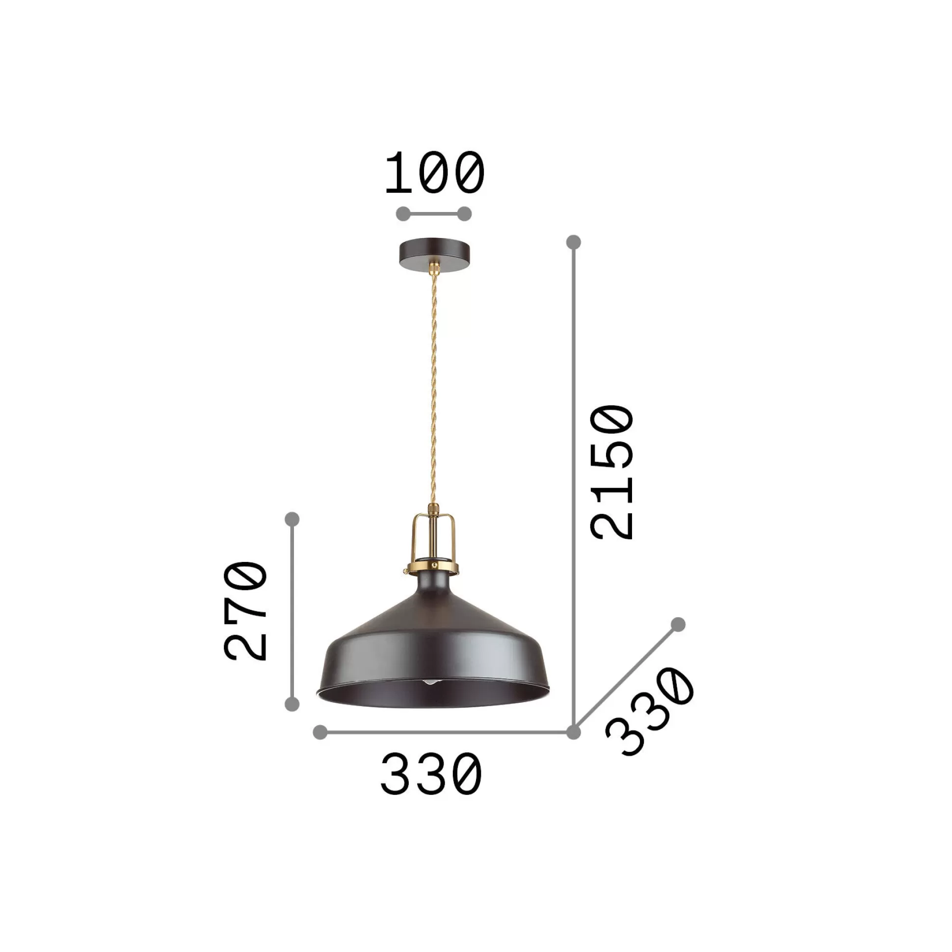 Dmora Lampade A Sospensione<Ideal-Lux - Lampada a sospensione ERIS-2 SP1 , 33 x 33 x h52 cm,