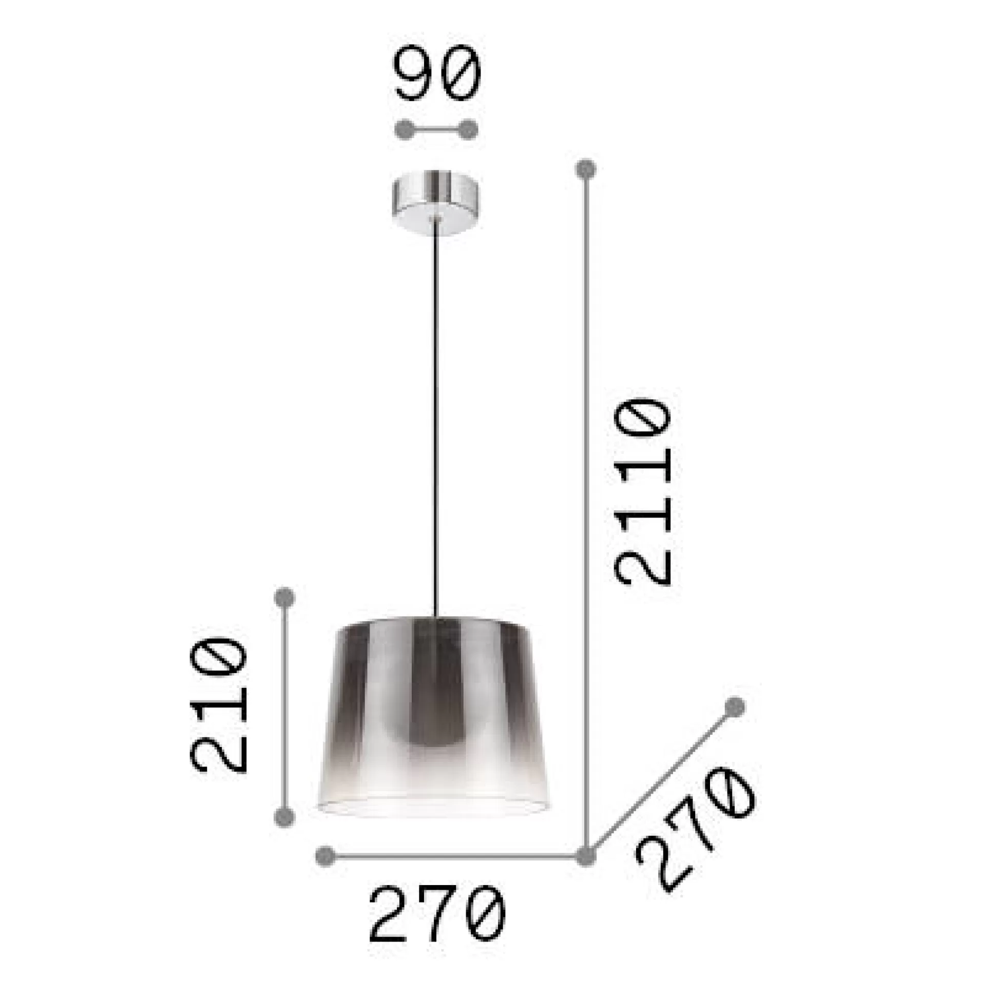 Dmora Lampade A Sospensione<Ideal-Lux - Lampada a sospensione FADE SP1 , 27 x 27 x h46 cm,