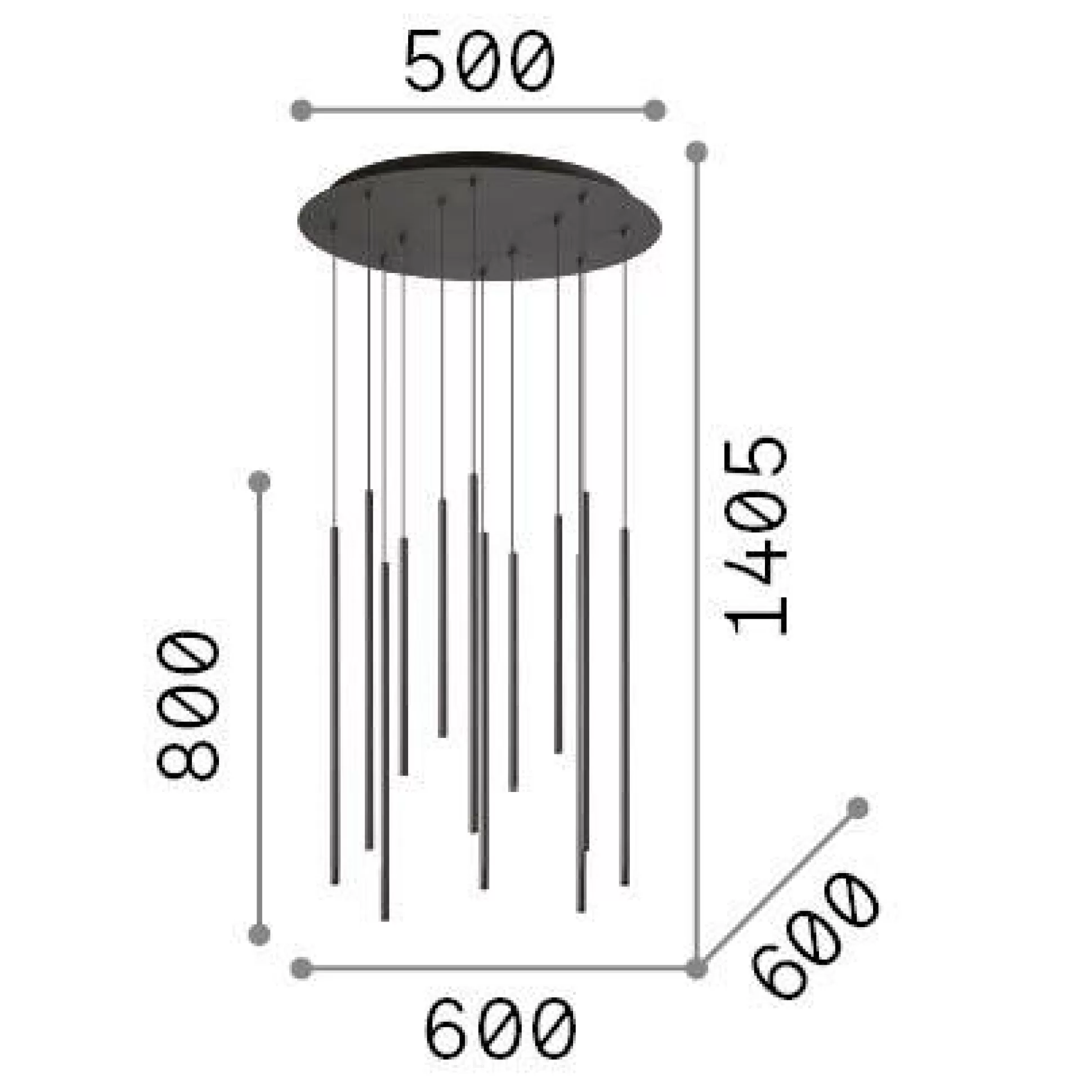Dmora Lampade A Sospensione<Ideal-Lux - Lampada a sospensione FILO SP12 , 60 x 60 x h105 cm,