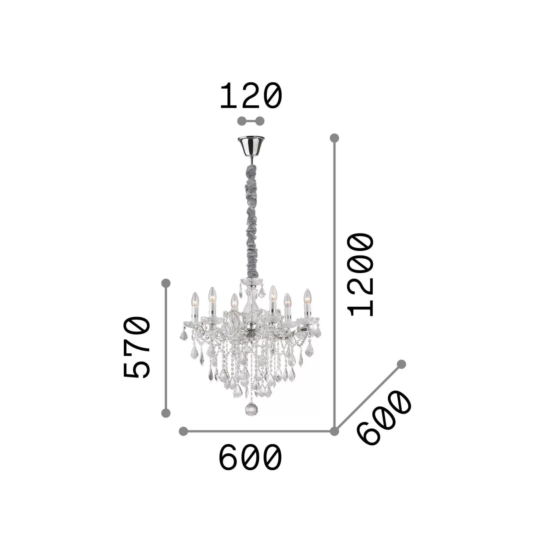 Dmora Lampade A Sospensione<Ideal-Lux - Lampada a sospensione FLORIAN SP6 , 60 x 60 x h82 cm,