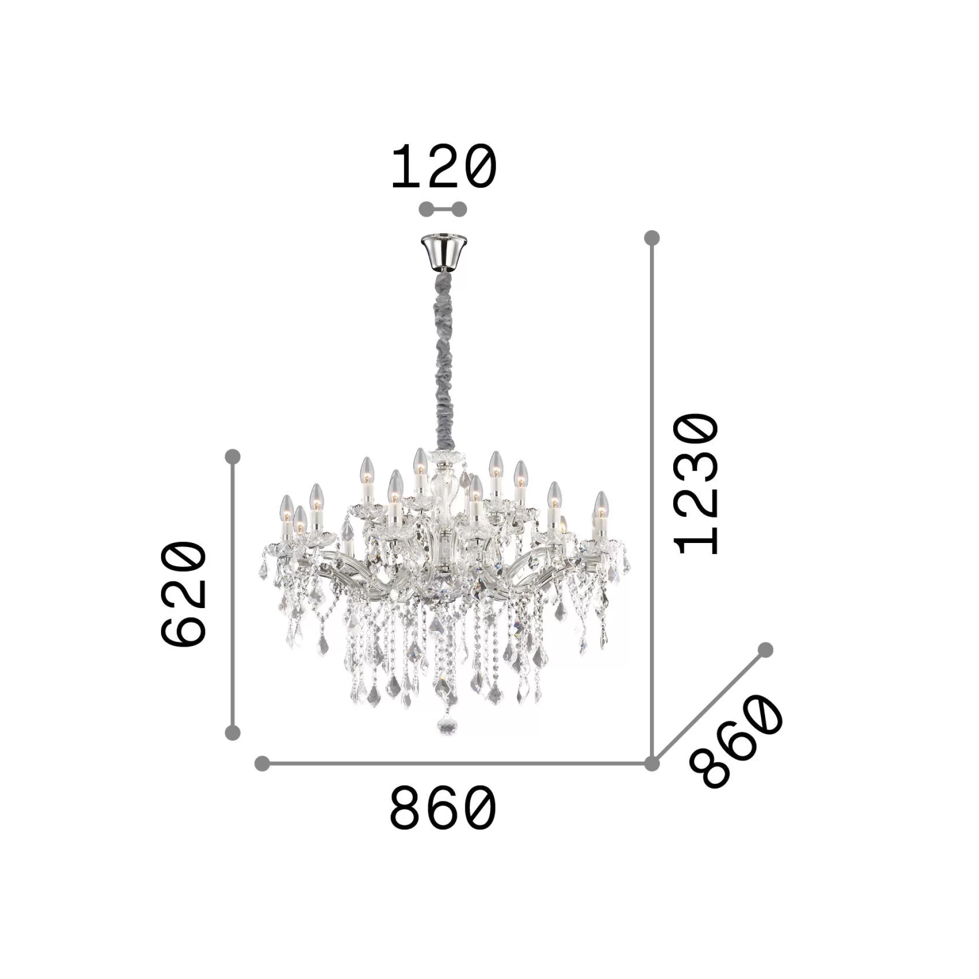Dmora Lampade A Sospensione<Ideal-Lux - Lampada a sospensione FLORIAN SP18 , 86 x 86 x h87 cm,