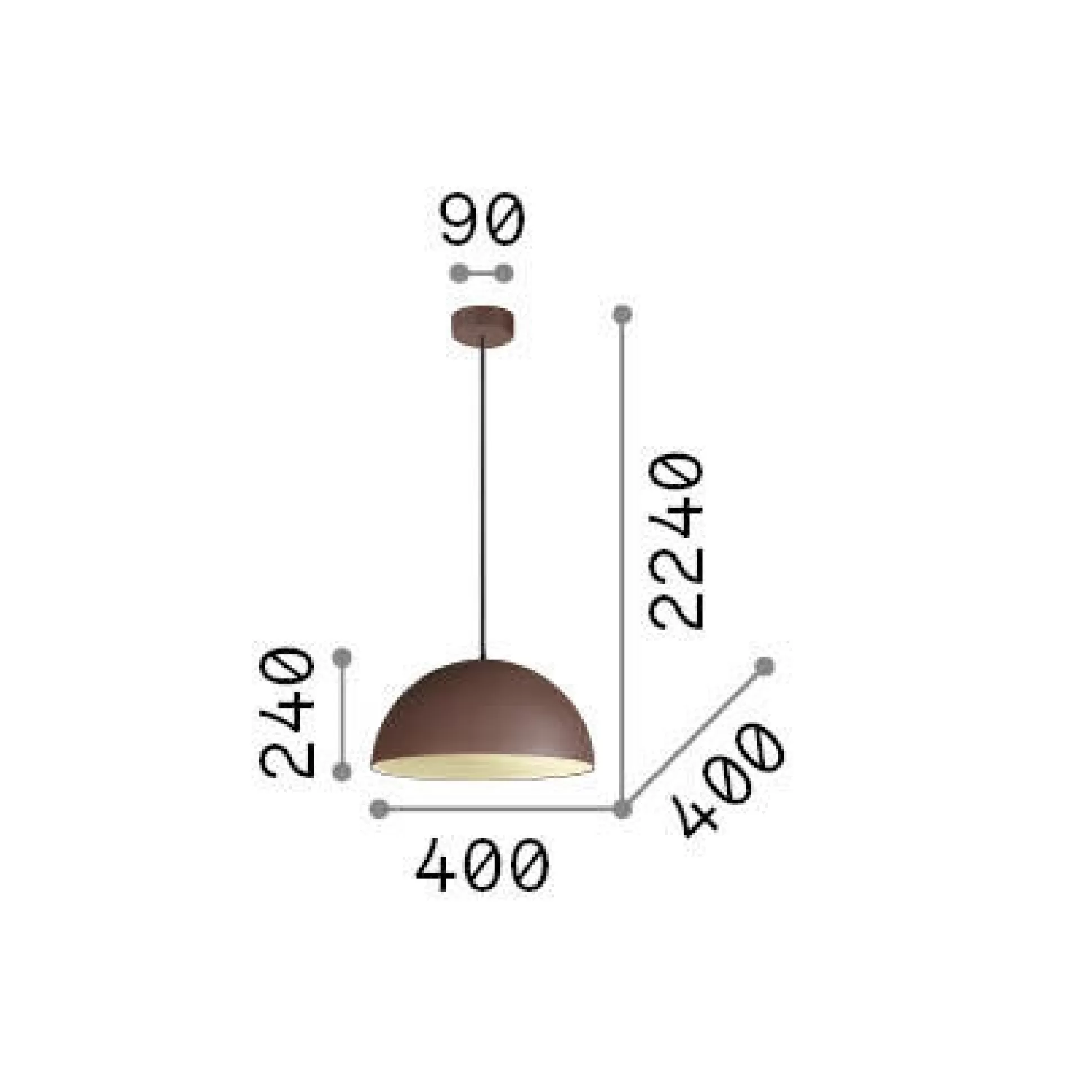 Dmora Lampade A Sospensione<Ideal-Lux - Lampada a sospensione FOLK SP1 D40 COFFEE, 40 x 40 x h49 cm,