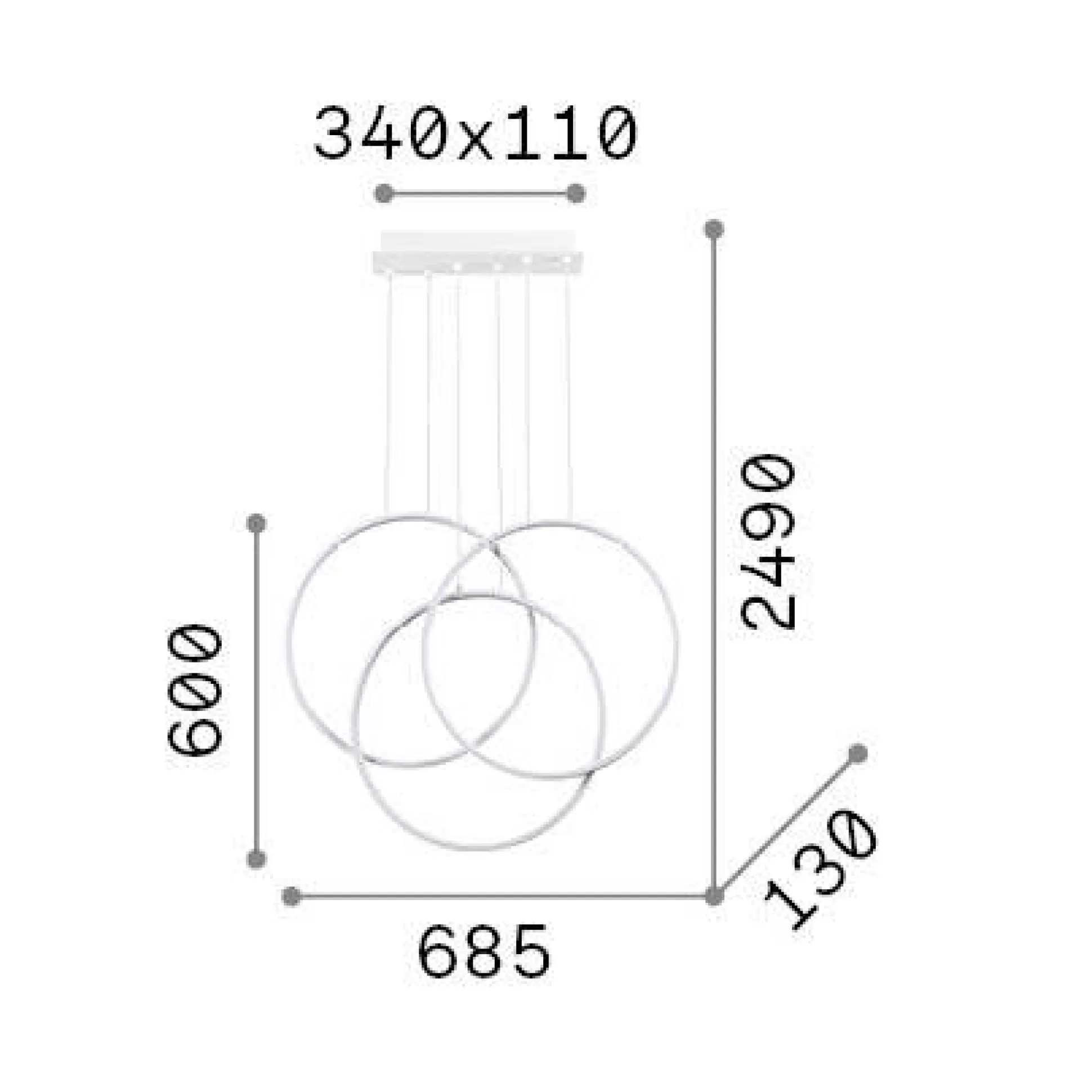 Dmora Lampade A Sospensione<Ideal-Lux - Lampada a sospensione FRAME SP CERCHIO , 69 x 13 x h80 cm,