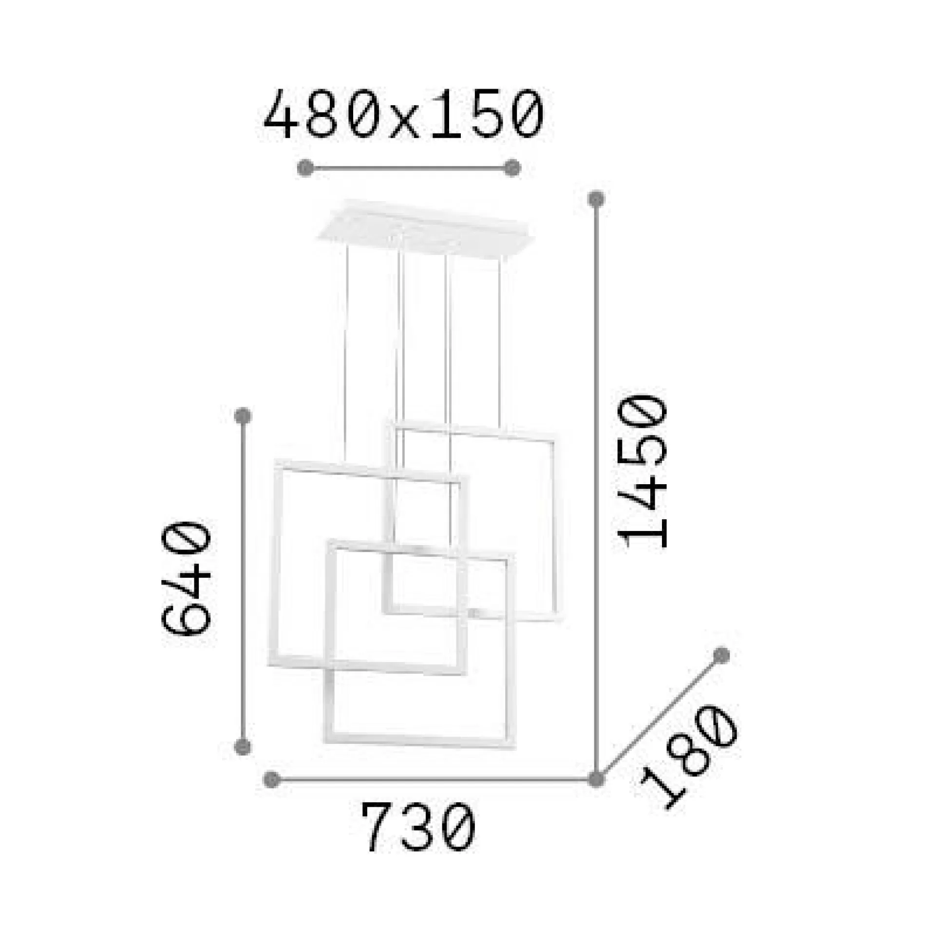 Dmora Lampade A Sospensione<Ideal-Lux - Lampada a sospensione FRAME SP QUADRATO , 73 x 18 x h88 cm,