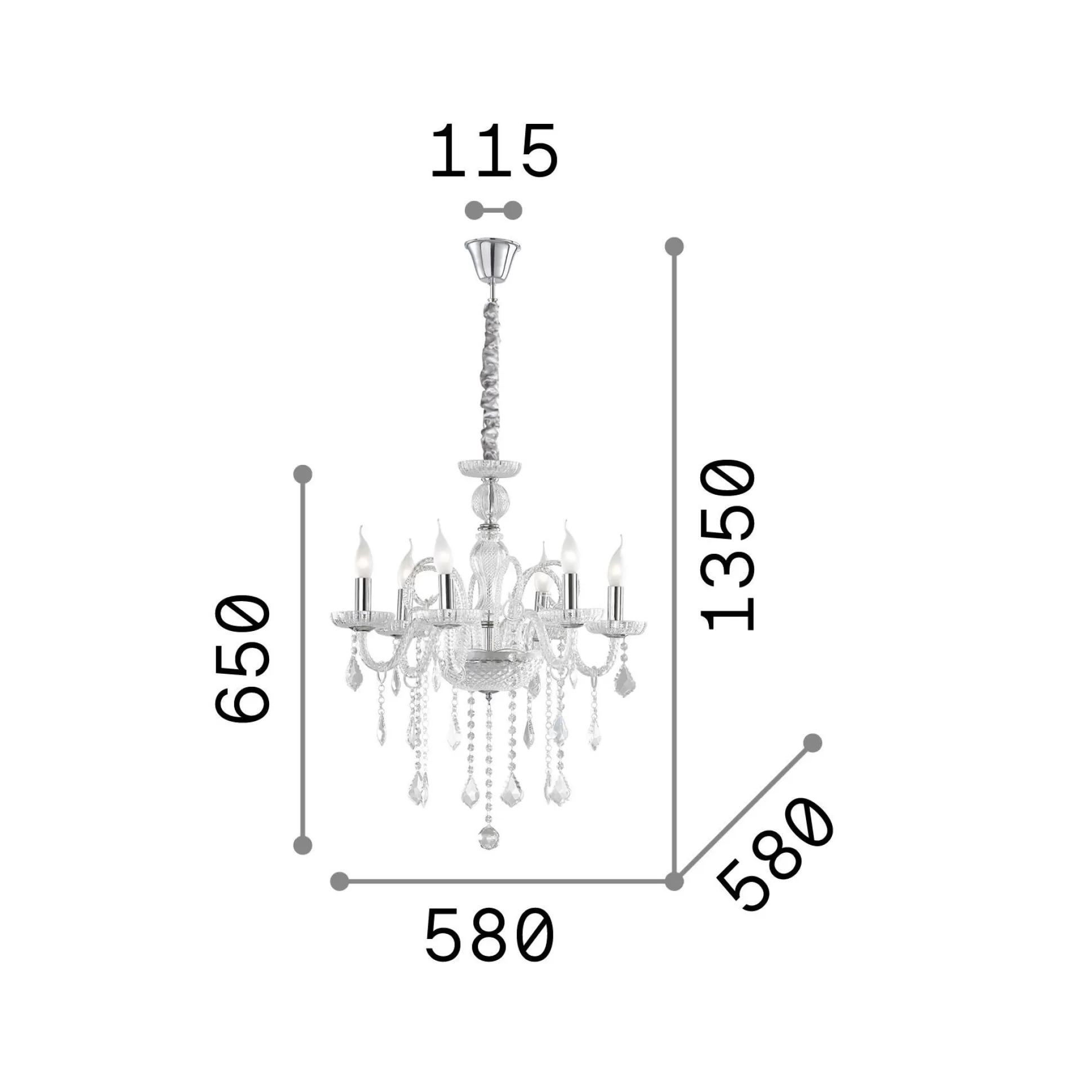 Dmora Lampade A Sospensione<Ideal-Lux - Lampada a sospensione GIUDECCA SP6 , 58 x 58 x h90 cm,
