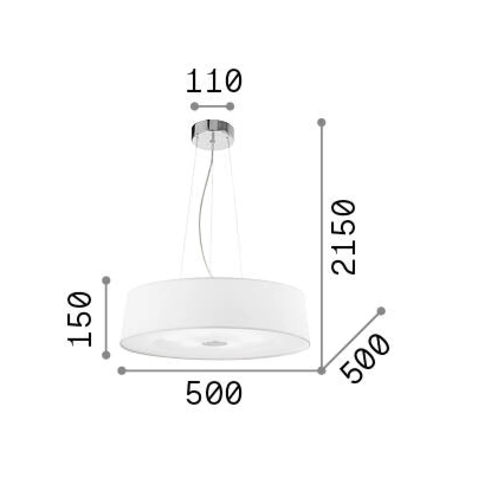 Dmora Lampade A Sospensione<Ideal-Lux - Lampada a sospensione HILTON SP4 ROUND, 50 x 50 x h40 cm,
