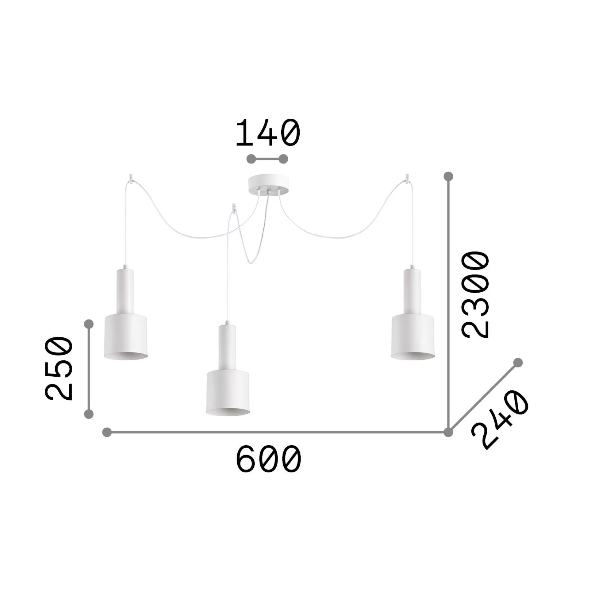 Dmora Lampade A Sospensione<Ideal-Lux - Lampada a sospensione HOLLY SP3 , 60 x 24 x h50 cm,