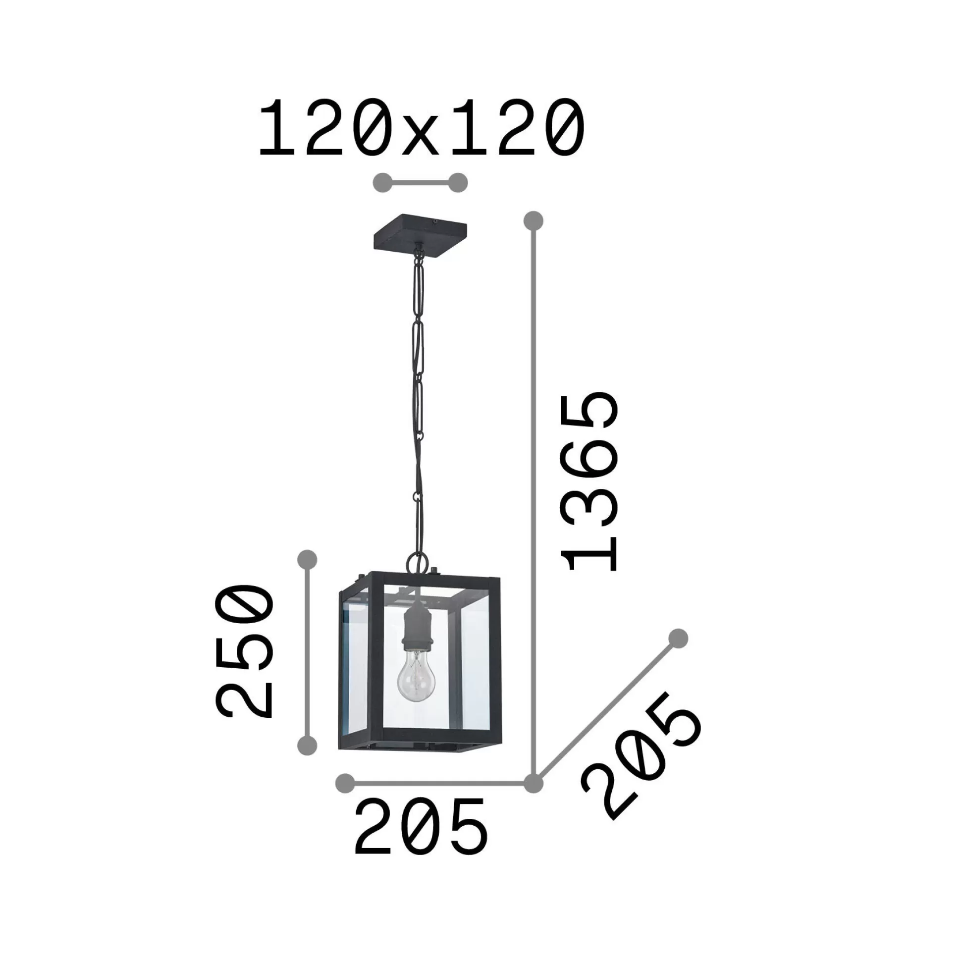 Dmora Lampade A Sospensione<Ideal-Lux - Lampada a sospensione IGOR SP1, 21 x 21 x h50 cm,