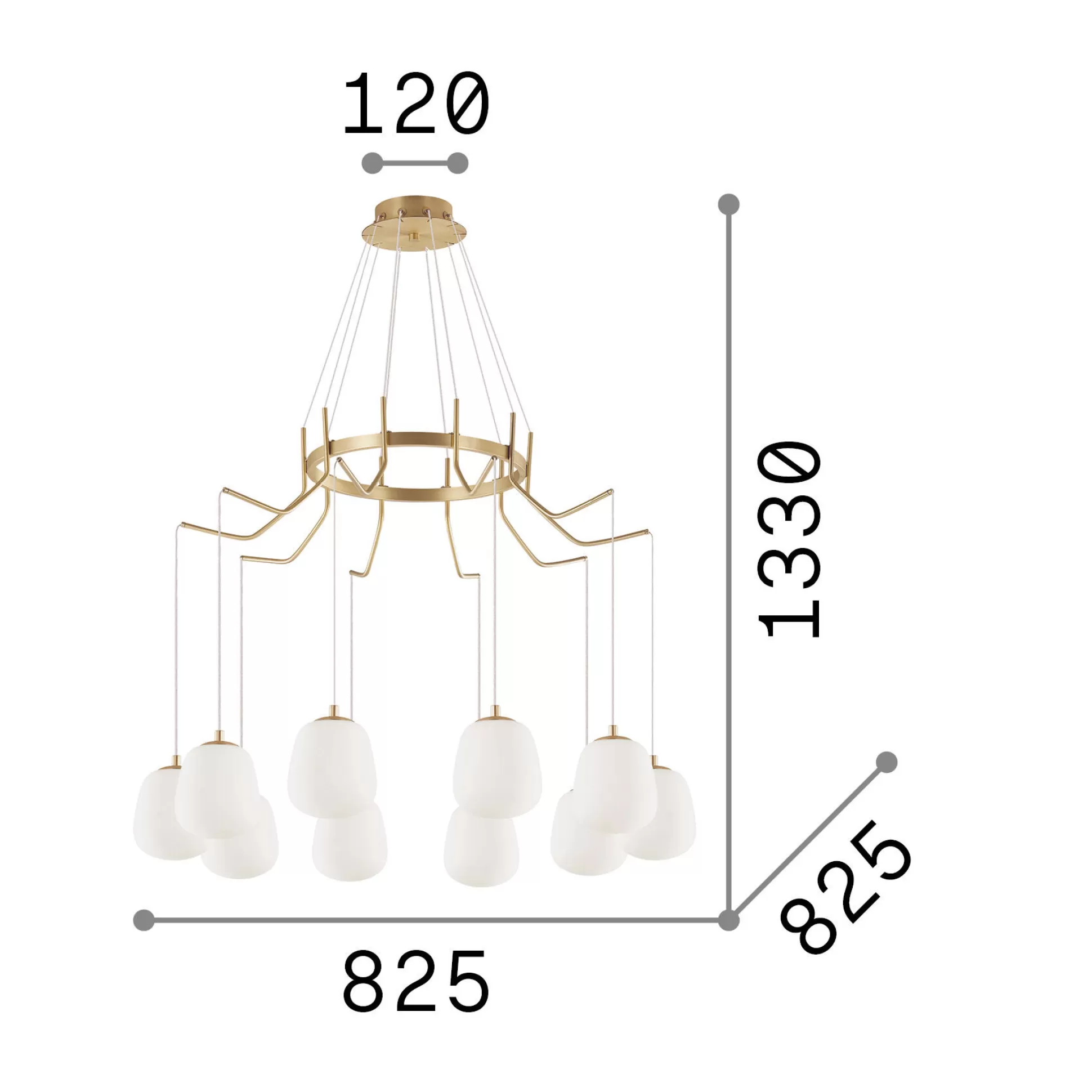 Dmora Lampade A Sospensione<Ideal-Lux - Lampada a sospensione KAROUSEL SP10, 83 x 83 x h122 cm,