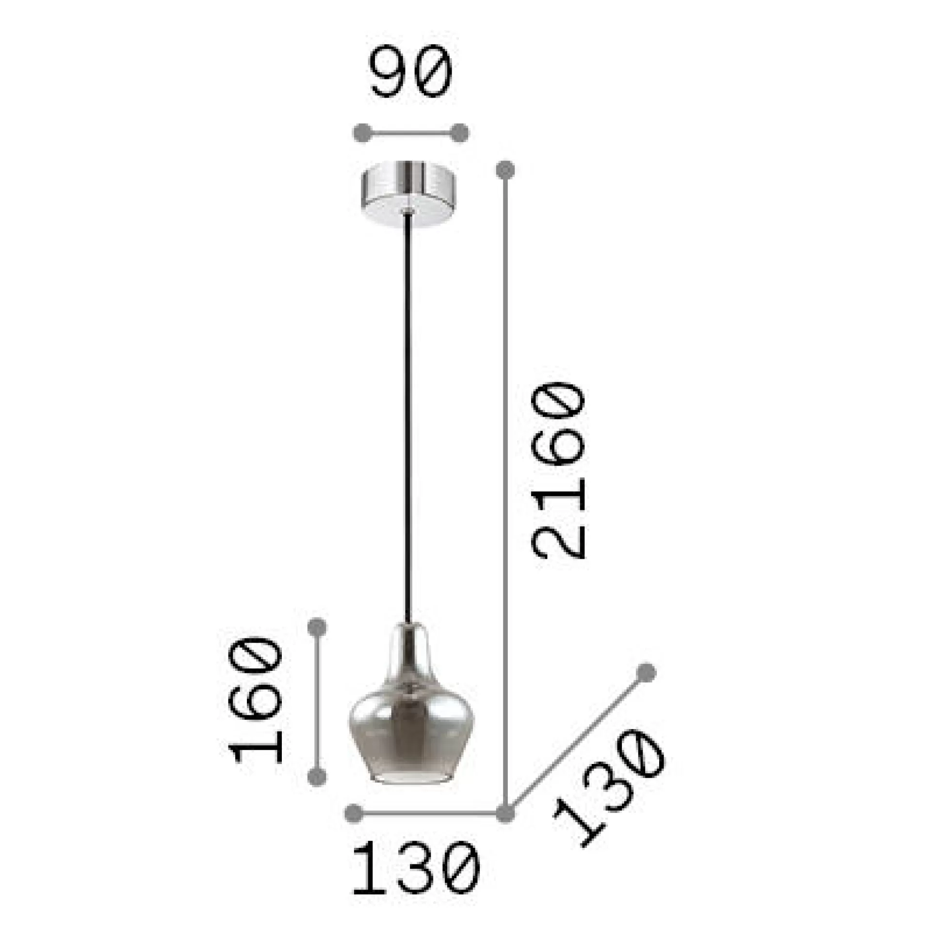 Dmora Lampade A Sospensione<Ideal-Lux - Lampada a sospensione LIDO-2 SP1, 13 x 13 x h41 cm,