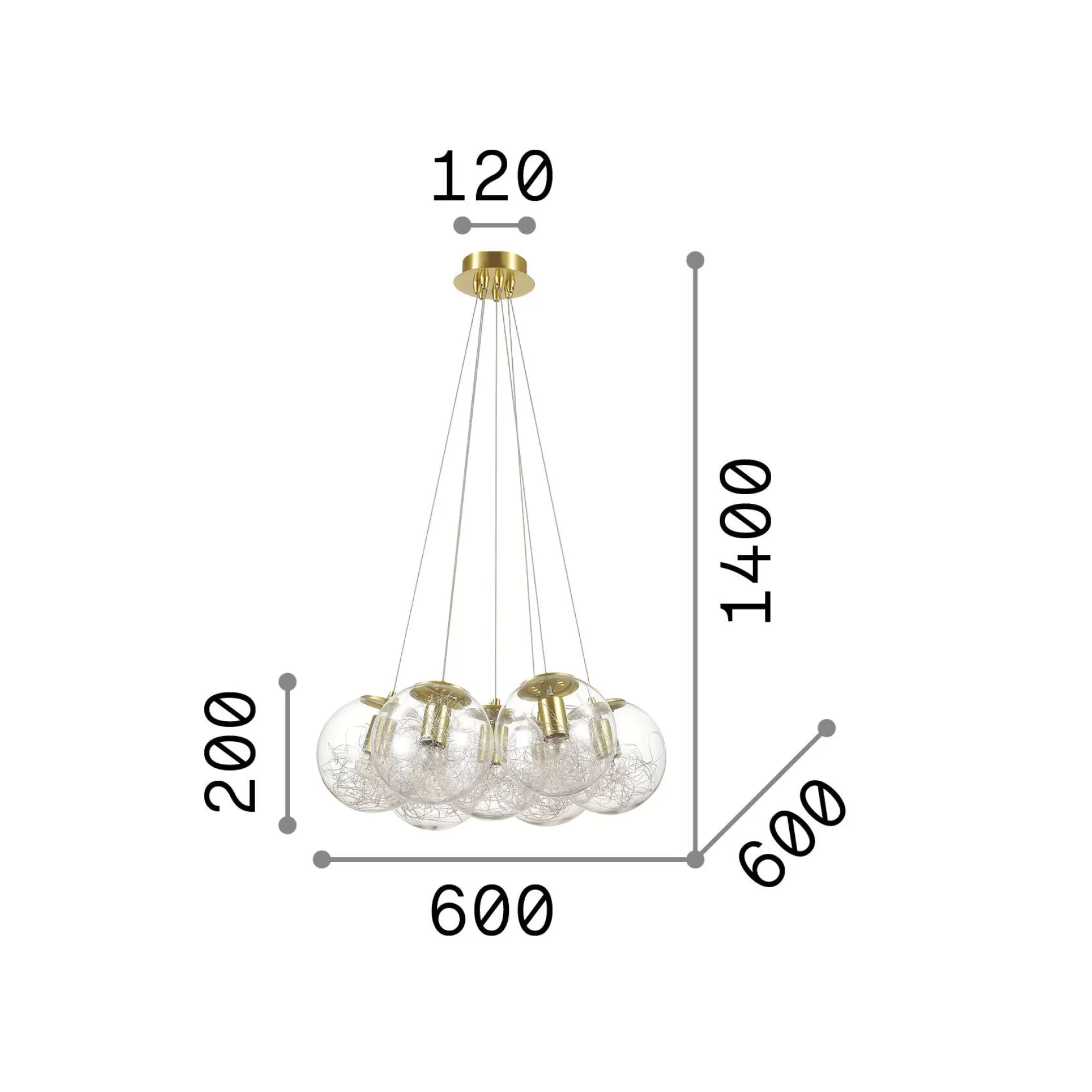 Dmora Lampade A Sospensione<Ideal-Lux - Lampada a sospensione MAPA SAT SP7 , 60 x 60 x h45 cm,