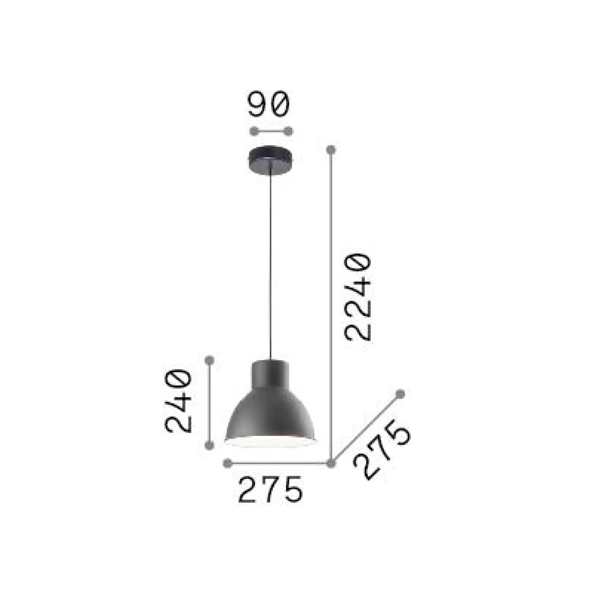 Dmora Lampade A Sospensione<Ideal-Lux - Lampada a sospensione METRO SP1, 28 x 28 x h49 cm,