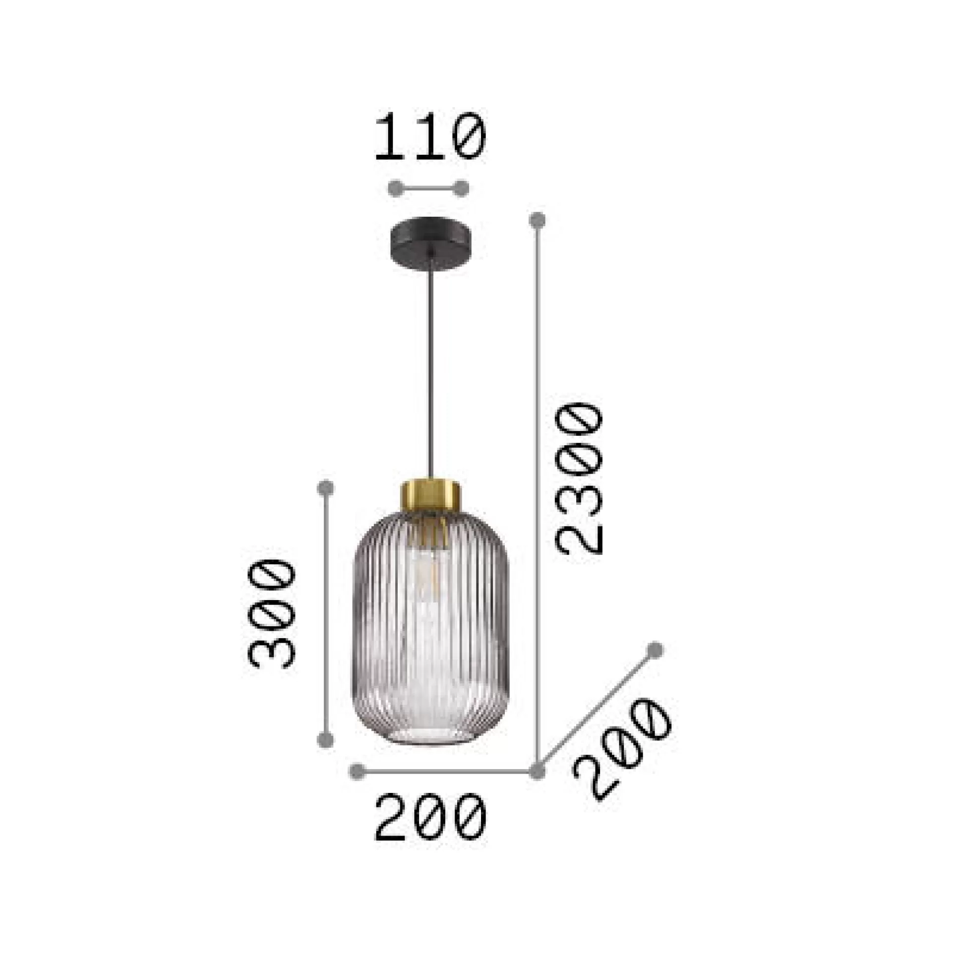Dmora Lampade A Sospensione<Ideal-Lux - Lampada a sospensione MINT-3 SP1 FUME', 20 x 20 x h55 cm,