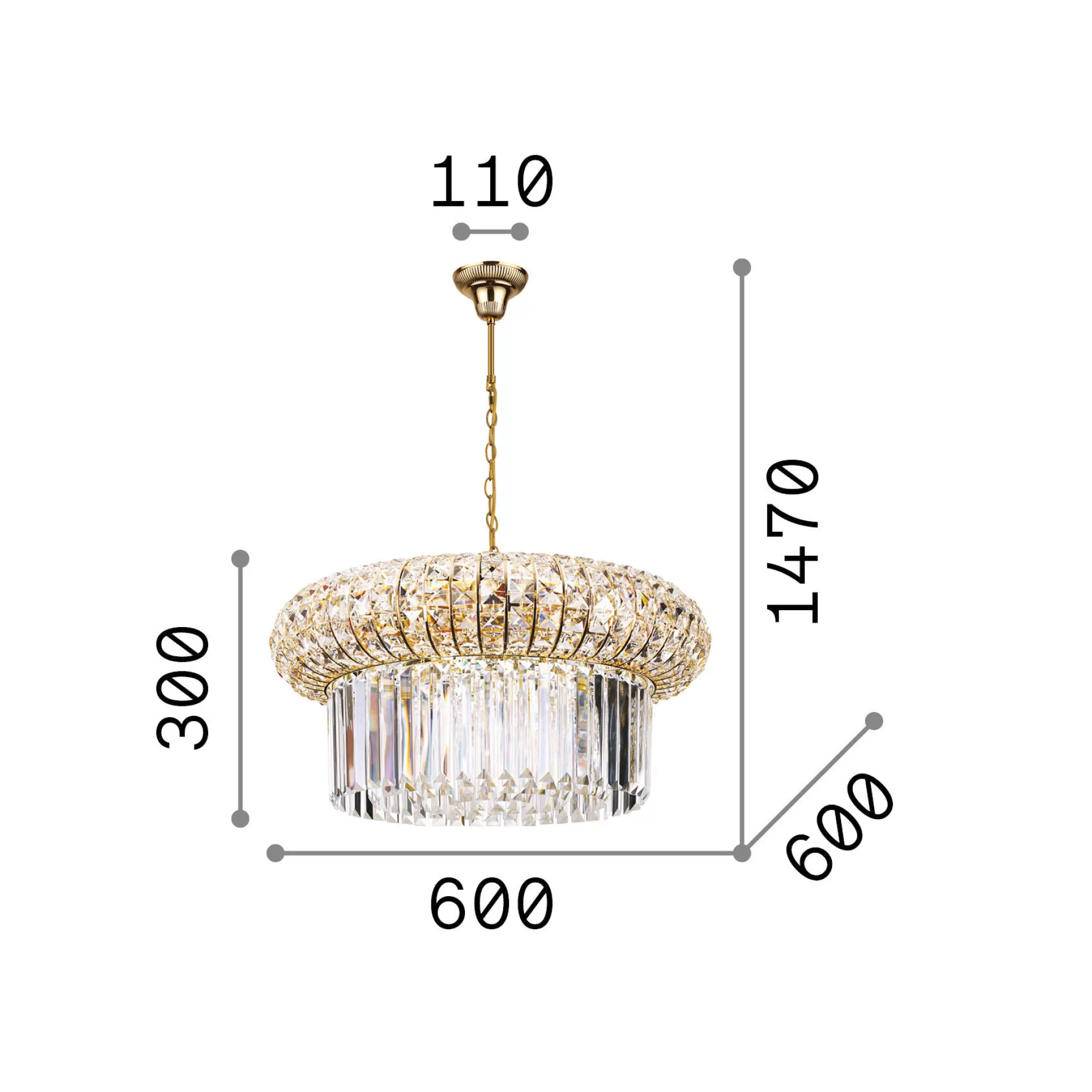 Dmora Lampade A Sospensione<Ideal-Lux - Lampada a sospensione NABUCCO SP12, 60 x 60 x h55 cm,