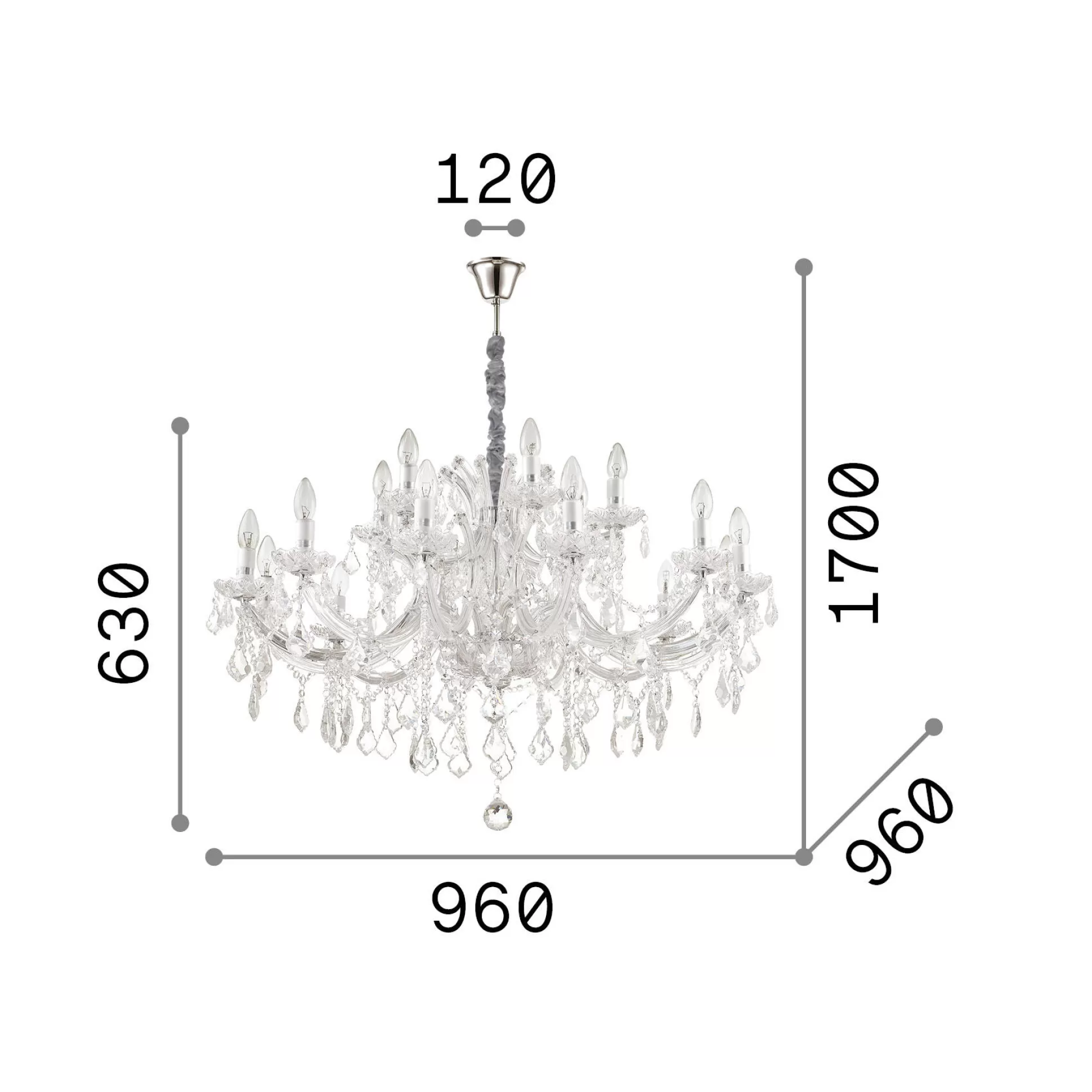 Dmora Lampade A Sospensione<Ideal-Lux - Lampada a sospensione NAPOLEON SP18 , 96 x 96 x h88 cm,