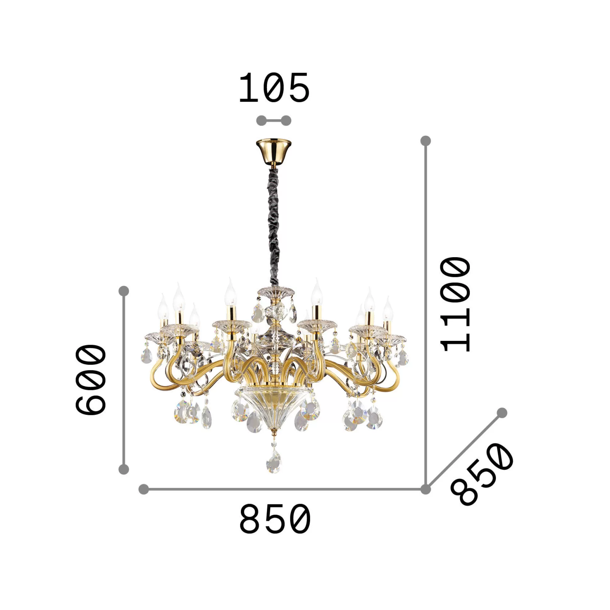 Dmora Lampade A Sospensione<Ideal-Lux - Lampada a sospensione NEGRESCO SP10 , 85 x 85 x h85 cm,