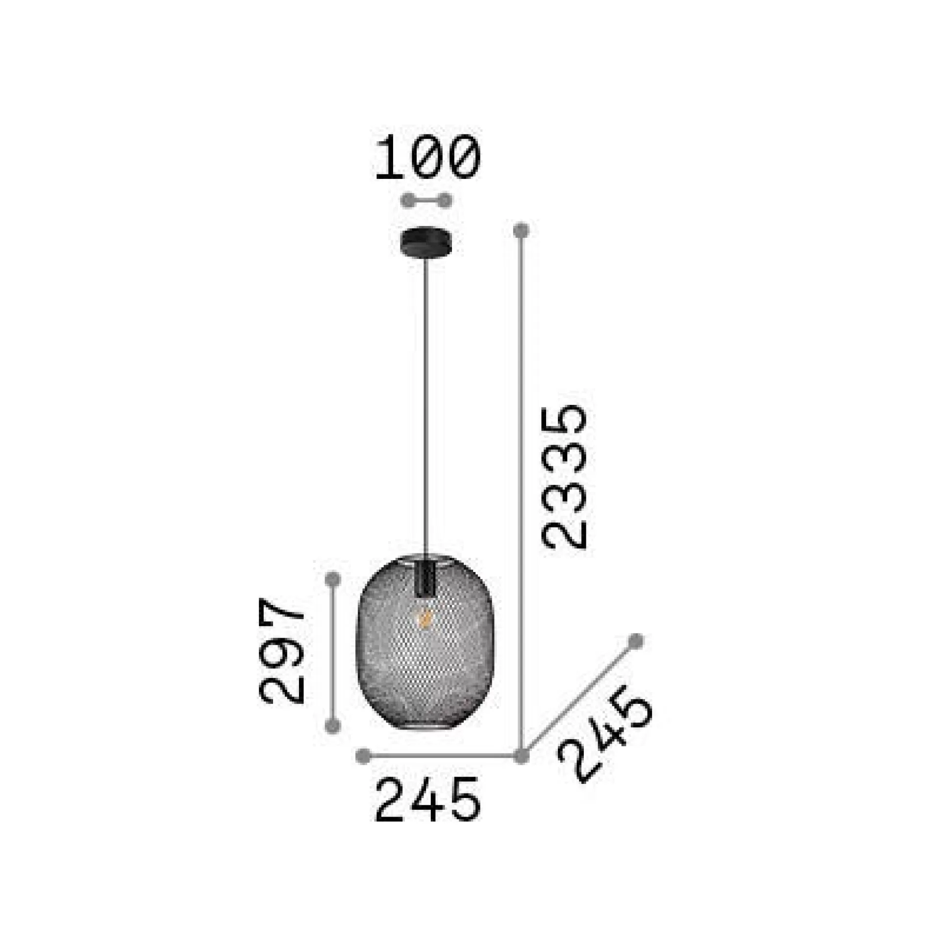 Dmora Lampade A Sospensione<Ideal-Lux - Lampada a sospensione NET SP1 D24 , 25 x 25 x h53 cm,
