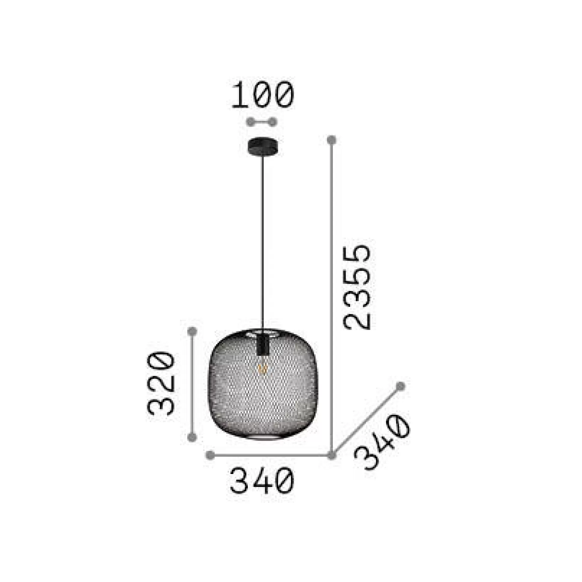 Dmora Lampade A Sospensione<Ideal-Lux - Lampada a sospensione NET SP1 D34 NERO, 34 x 34 x h56 cm,