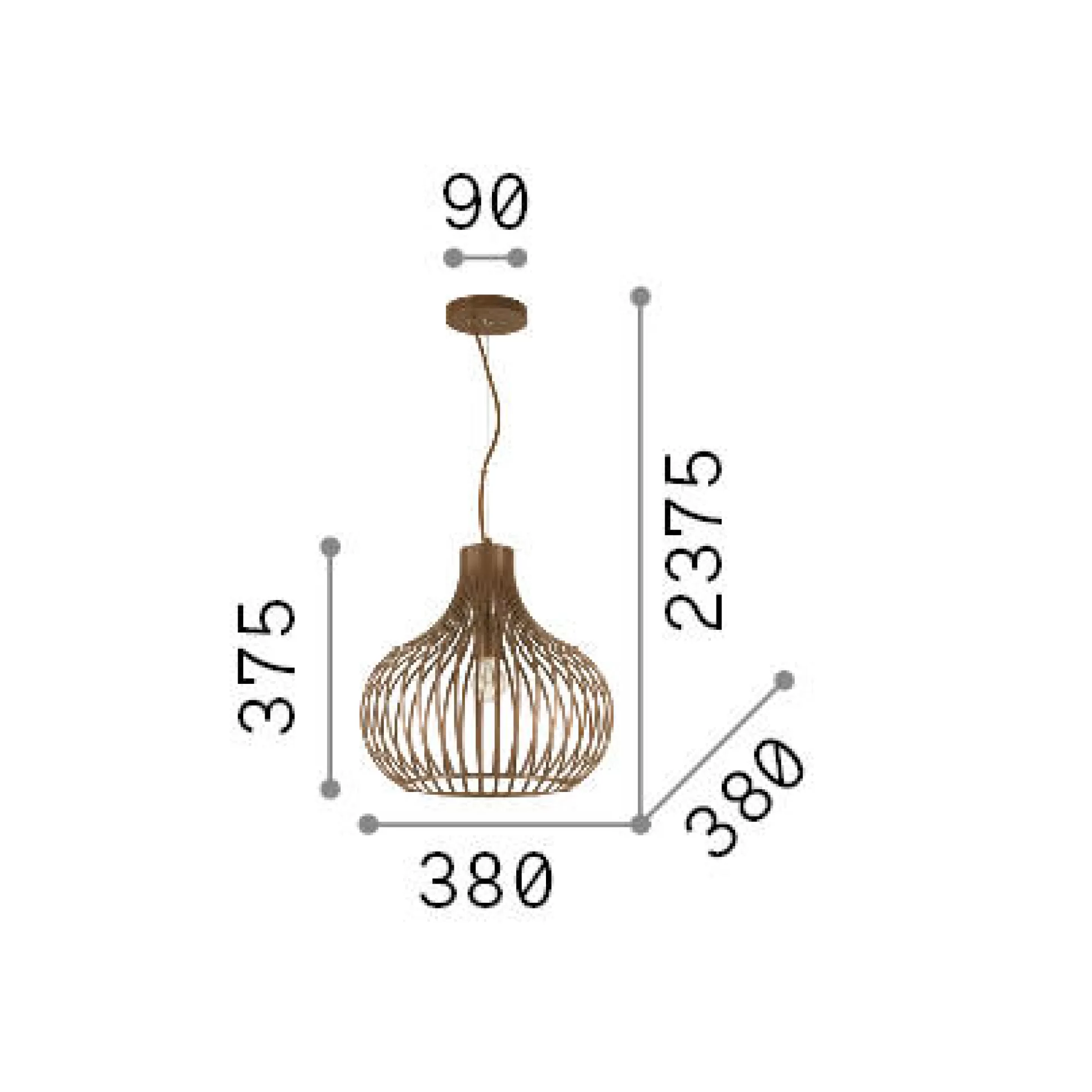 Dmora Lampade A Sospensione<Ideal-Lux - Lampada a sospensione ONION SP1 D38, 38 x 38 x h63 cm,