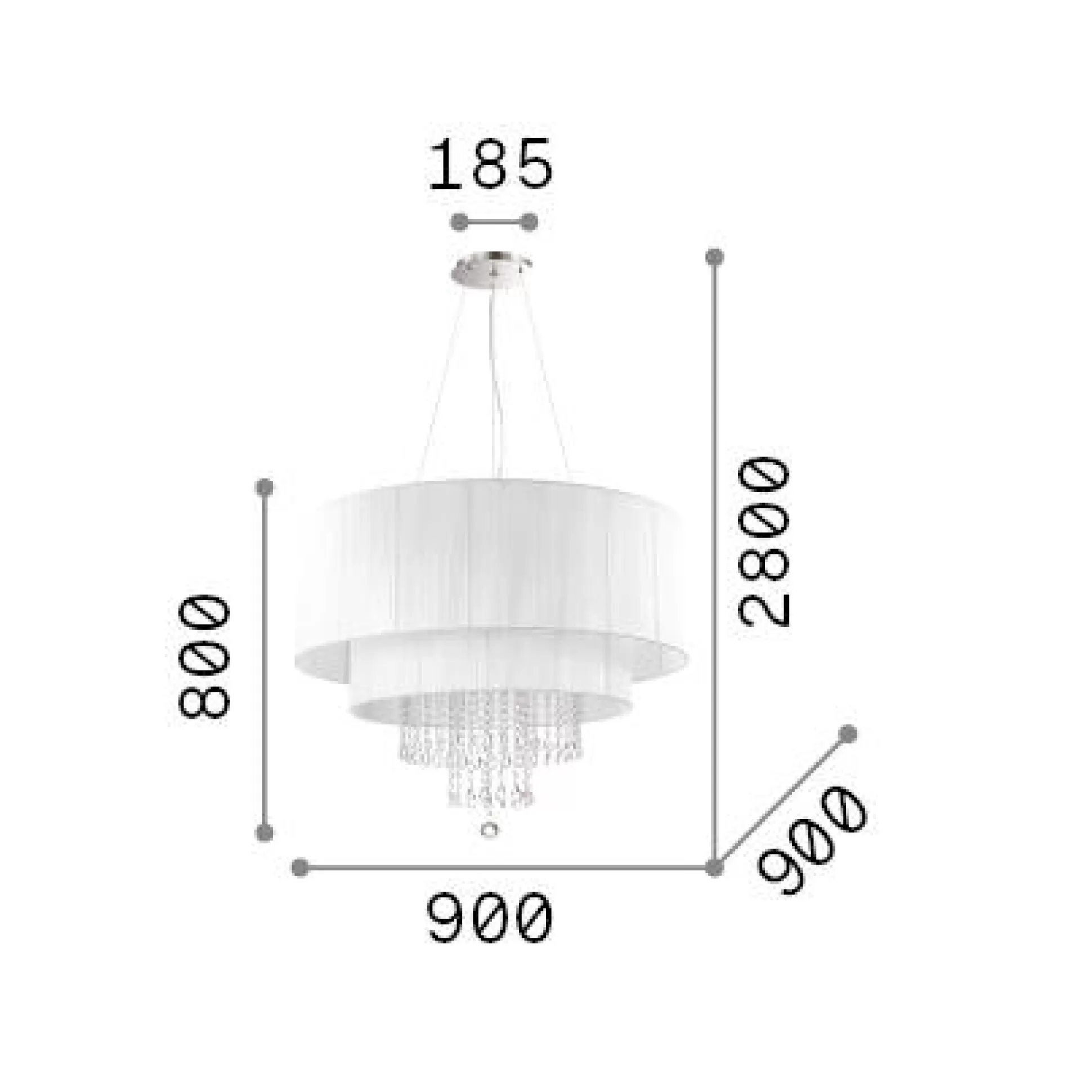 Dmora Lampade A Sospensione<Ideal-Lux - Lampada a sospensione OPERA SP10, 90 x 90 x h105 cm,