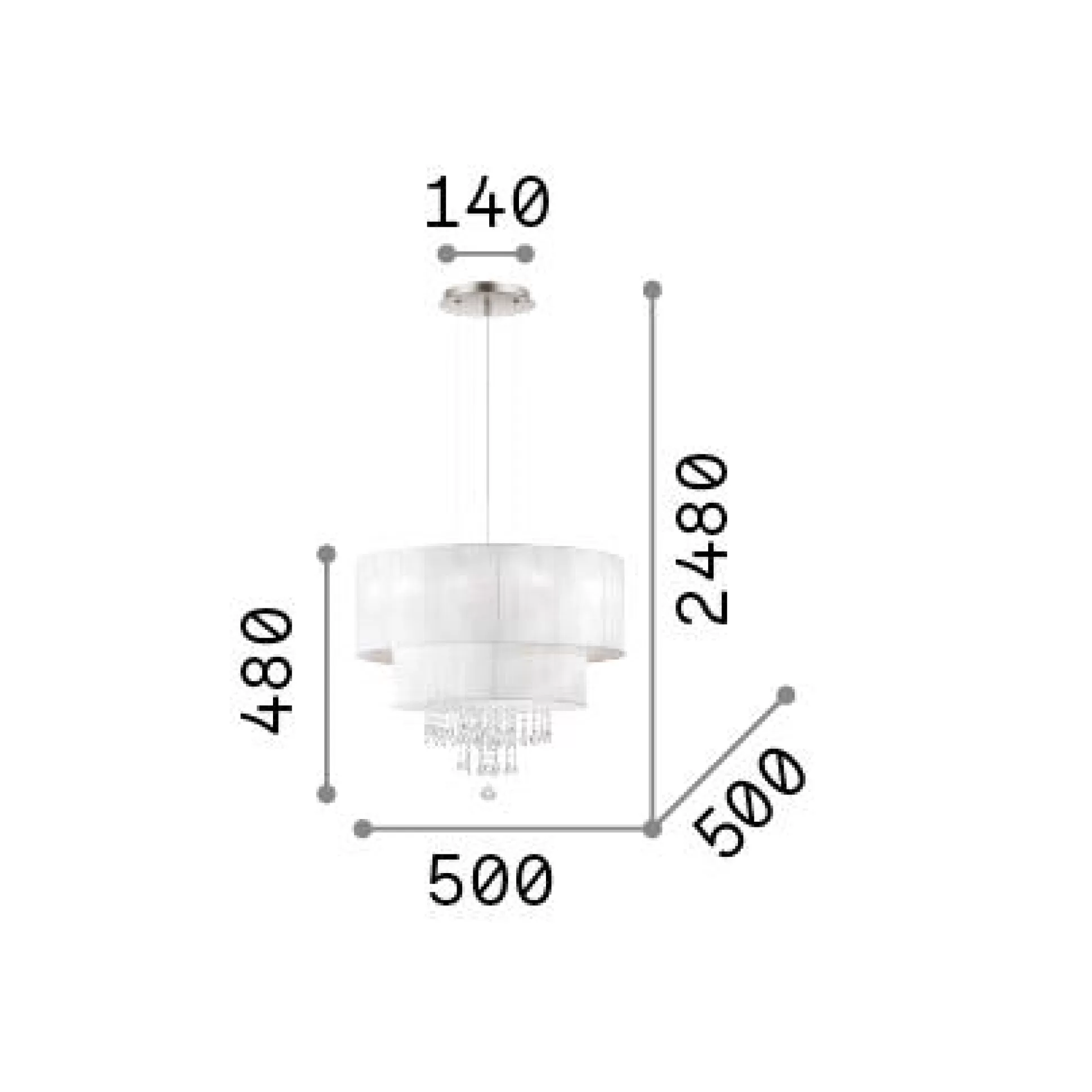 Dmora Lampade A Sospensione<Ideal-Lux - Lampada a sospensione OPERA SP4, 50 x 50 x h73 cm,