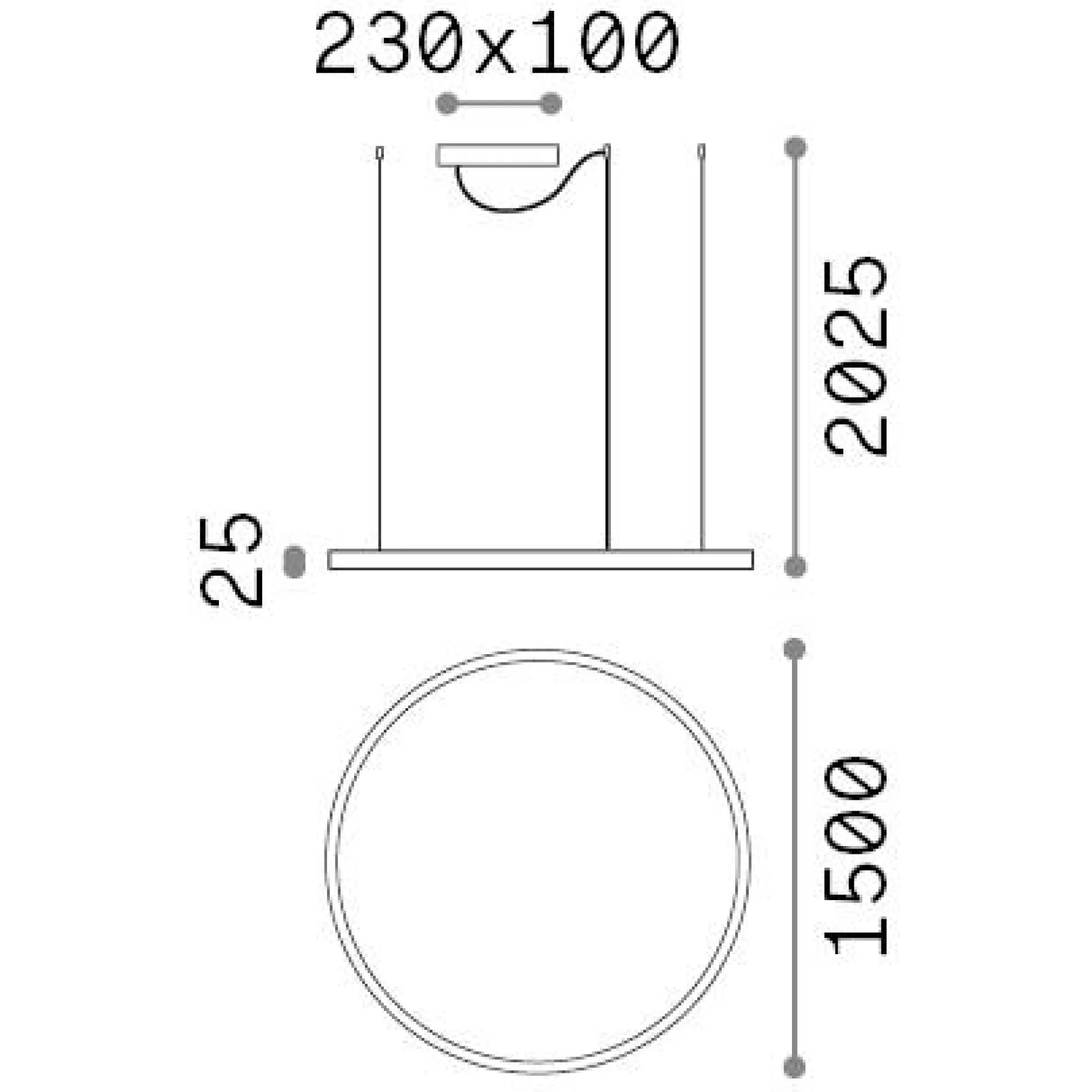 Dmora Lampade A Sospensione<Ideal-Lux - Lampada a sospensione ORACLE SLIM SP D150 ROUND 3000K DALI BK, 150 x 150 x h28 cm,