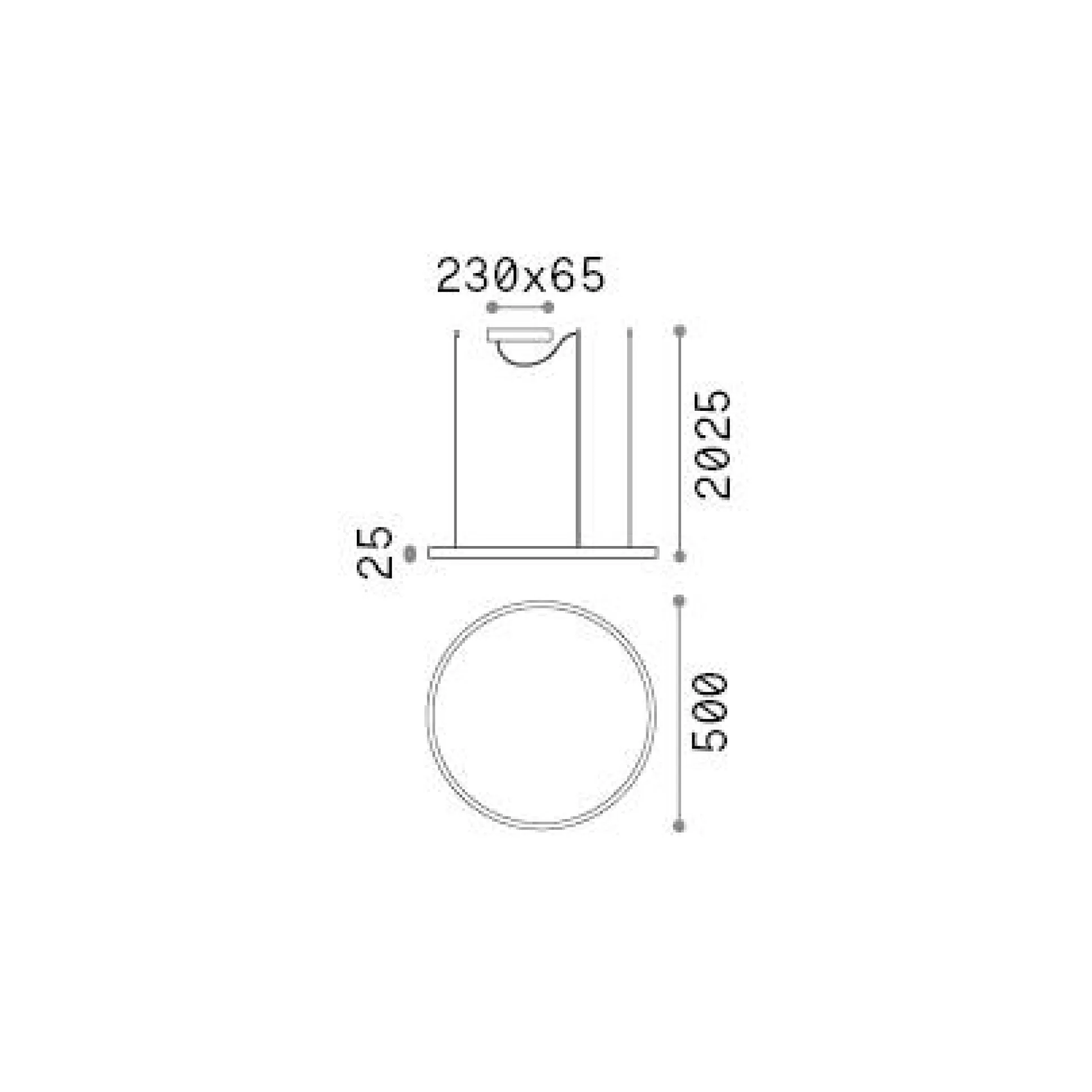 Dmora Lampade A Sospensione<Ideal-Lux - Lampada a sospensione ORACLE SLIM SP D050 ROUND 3000K ON-OFF BK, 50 x 50 x h28 cm,