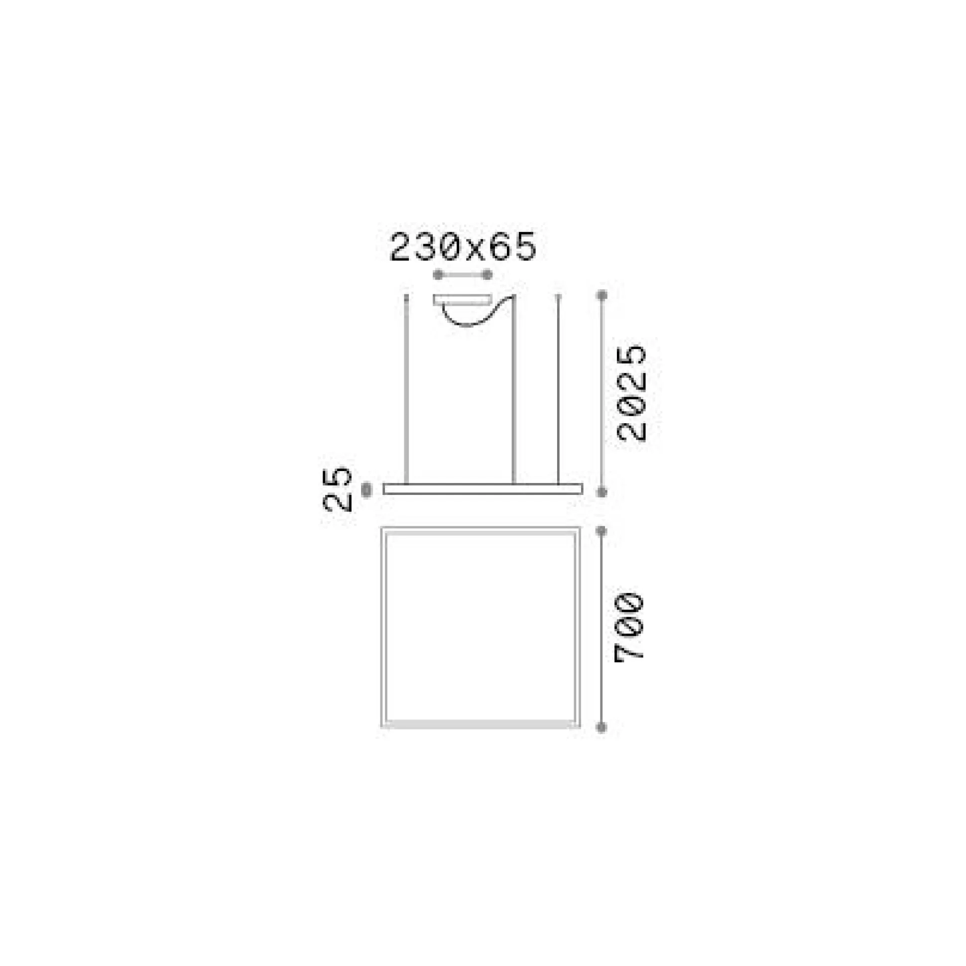 Dmora Lampade A Sospensione<Ideal-Lux - Lampada a sospensione ORACLE SLIM SP D070 SQUARE 3000K ON-OFF BK, 70 x 70 x h28 cm,