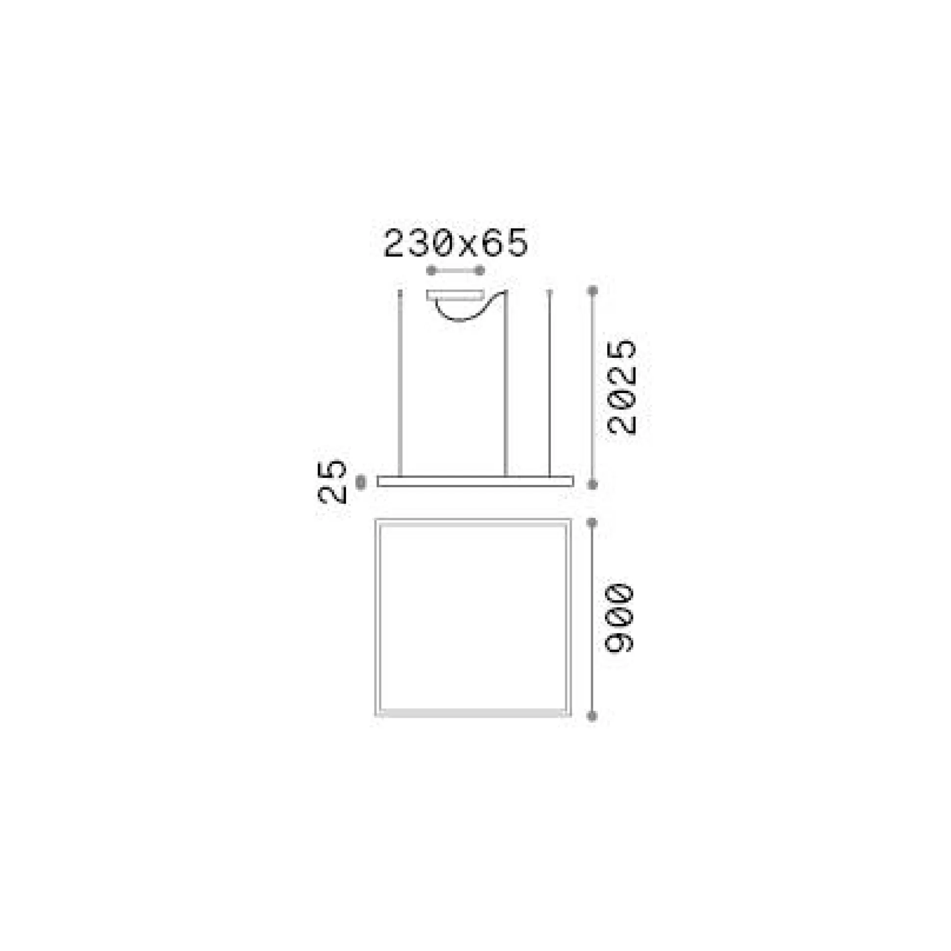 Dmora Lampade A Sospensione<Ideal-Lux - Lampada a sospensione ORACLE SLIM SP D090 SQUARE 3000K ON-OFF WH, 90 x 90 x h28 cm,