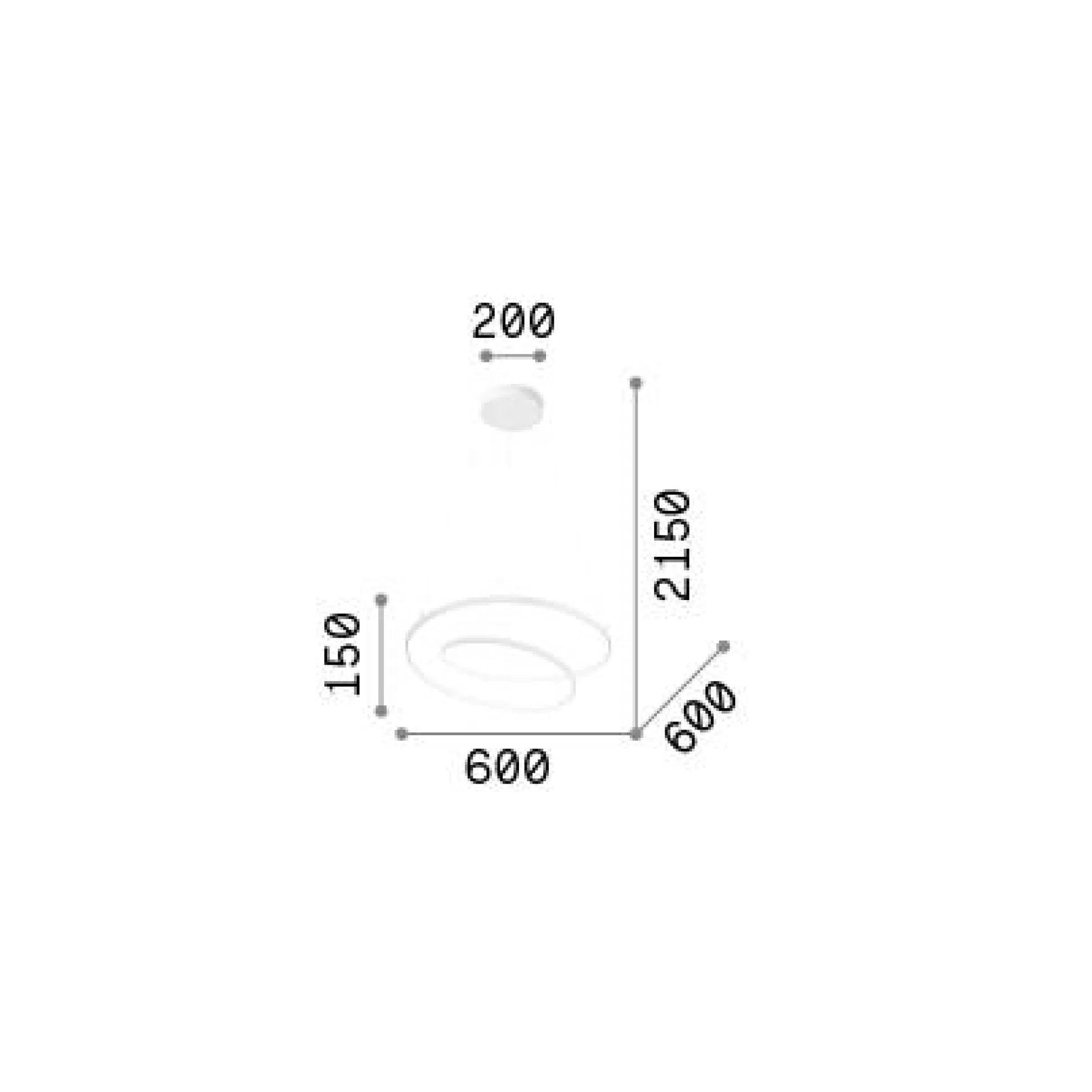 Dmora Lampade A Sospensione<Ideal-Lux - Lampada a sospensione OZ SP D60 DALI , 60 x 60 x h40 cm,
