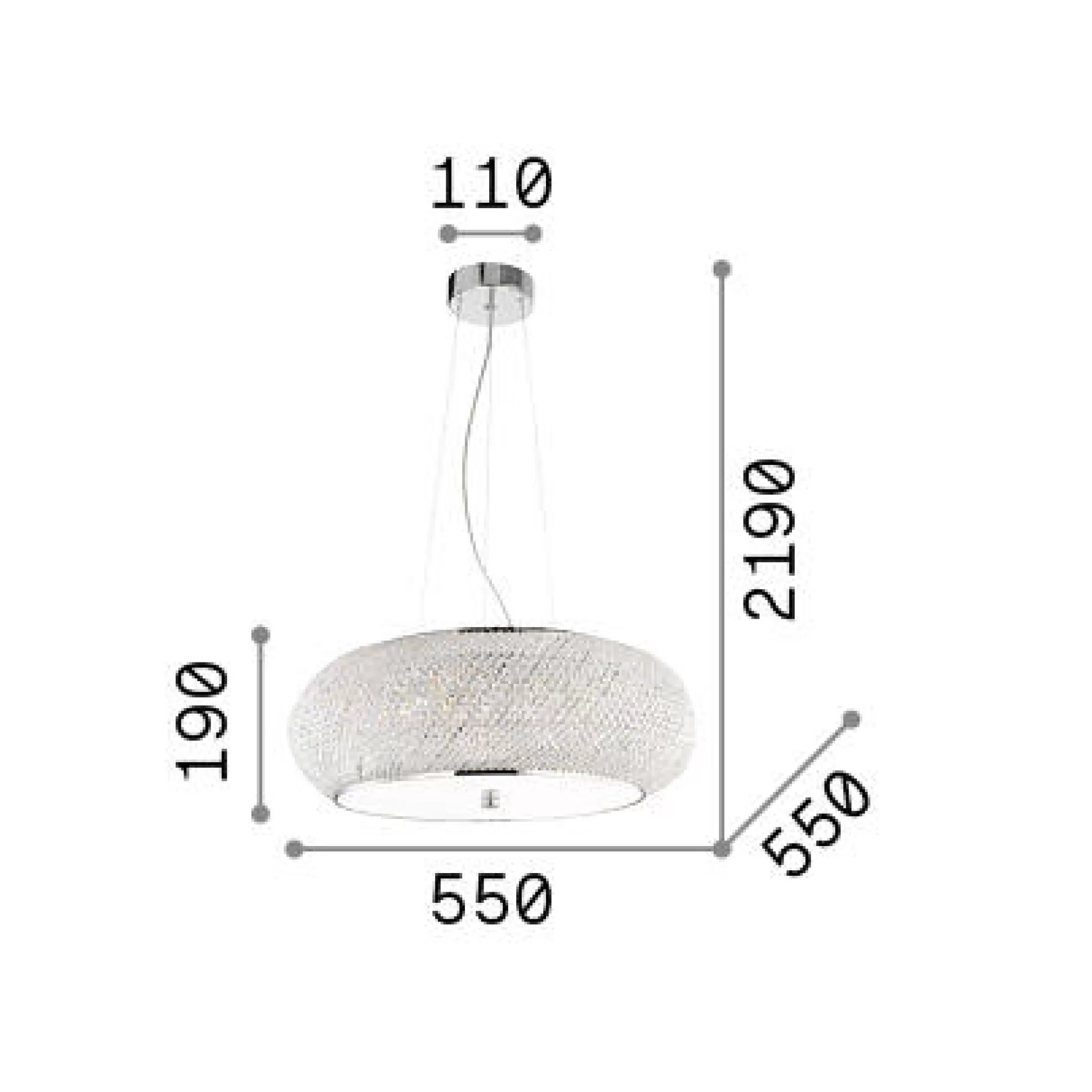 Dmora Lampade A Sospensione<Ideal-Lux - Lampada a sospensione PASHA' SP10 , 55 x 55 x h44 cm,
