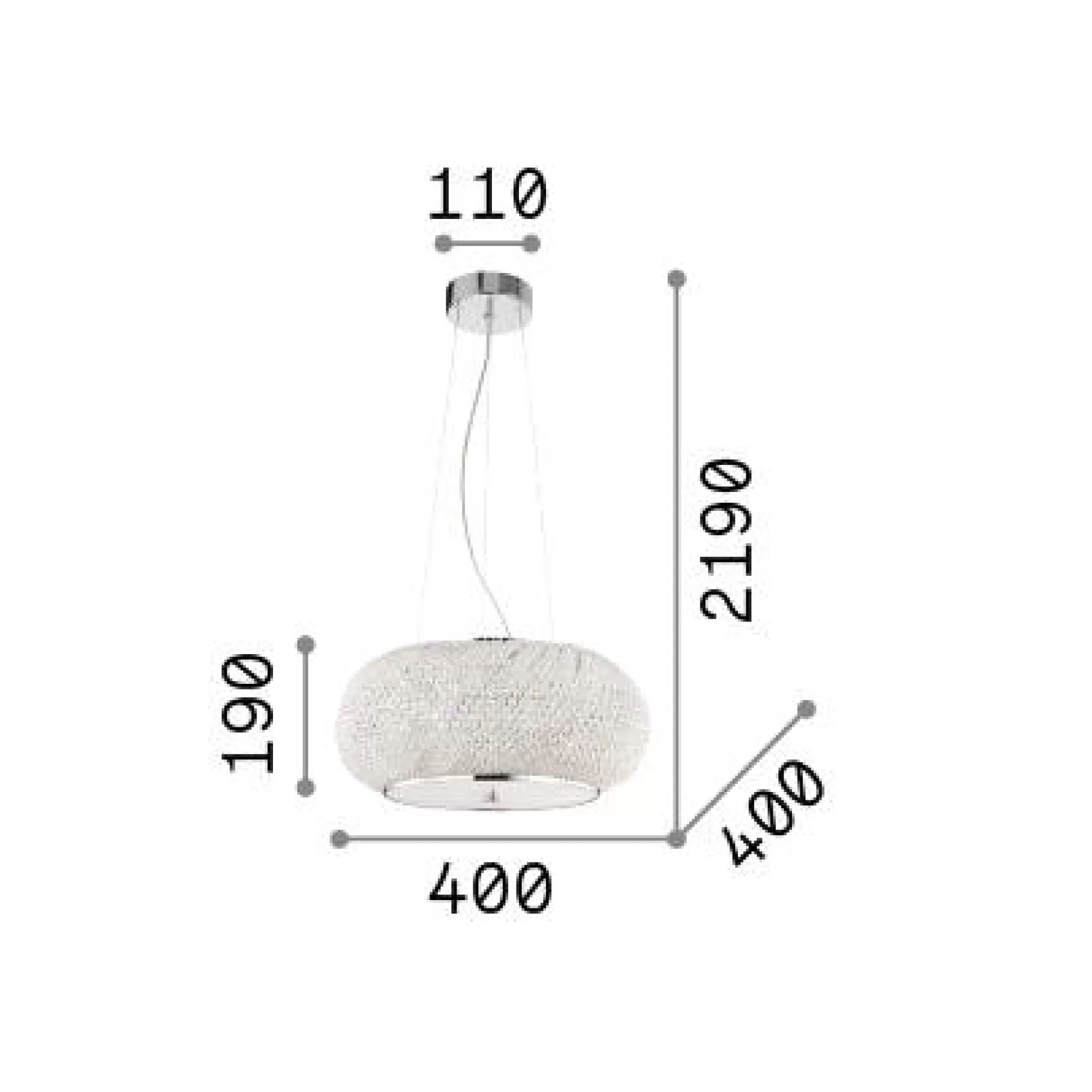Dmora Lampade A Sospensione<Ideal-Lux - Lampada a sospensione PASHA' SP6 , 40 x 40 x h44 cm,