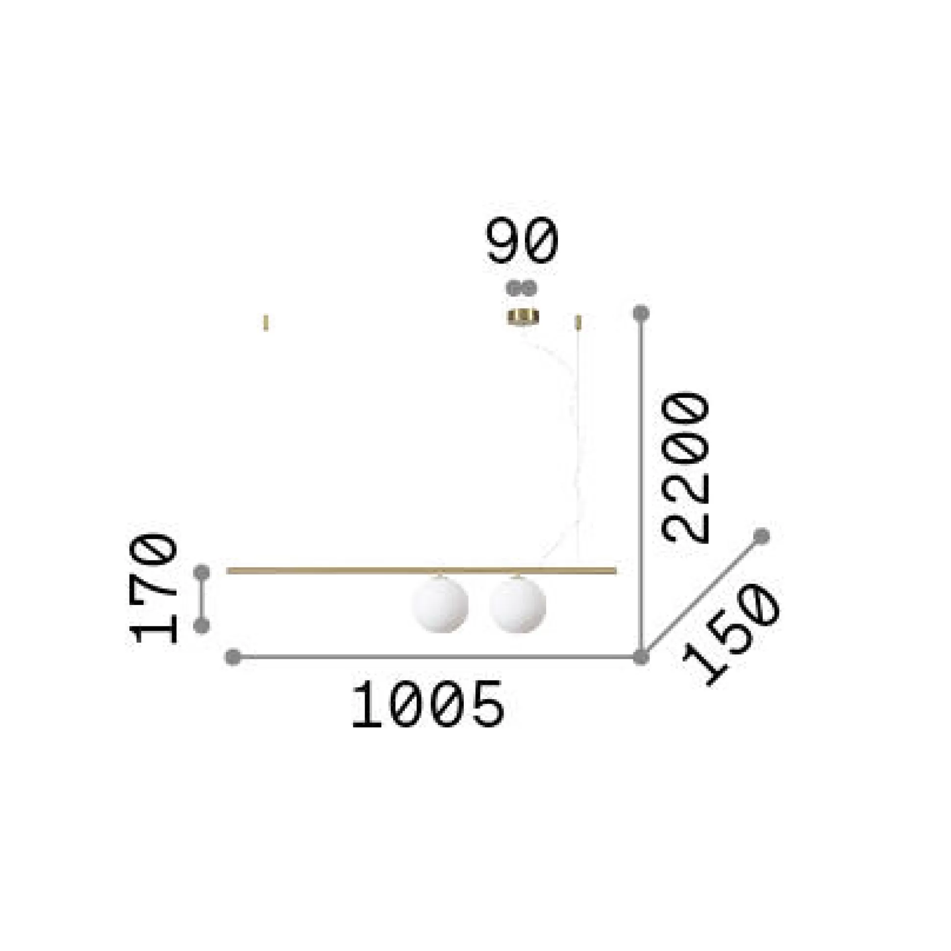 Dmora Lampade A Sospensione<Ideal-Lux - Lampada a sospensione PERLINE SP2 , 101 x 15 x h42 cm,