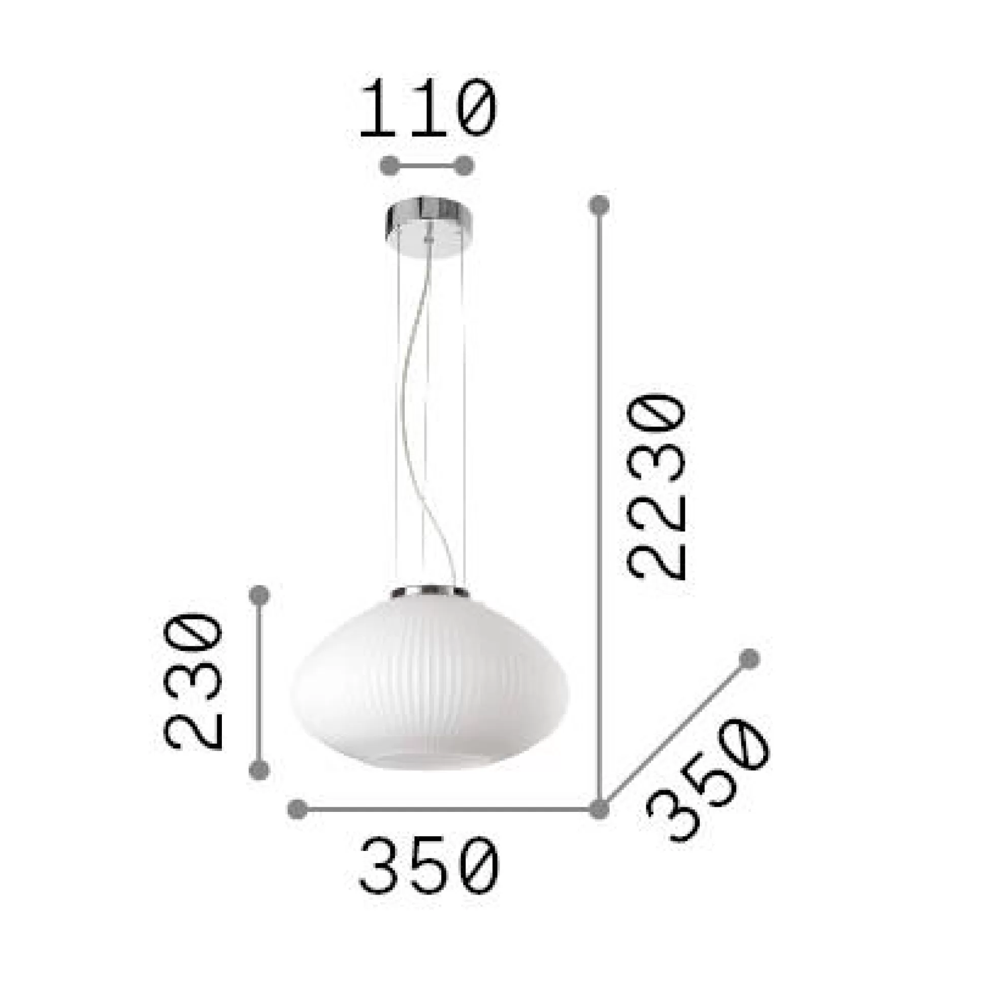 Dmora Lampade A Sospensione<Ideal-Lux - Lampada a sospensione PLISSE' SP1 D35 , 35 x 35 x h48 cm,