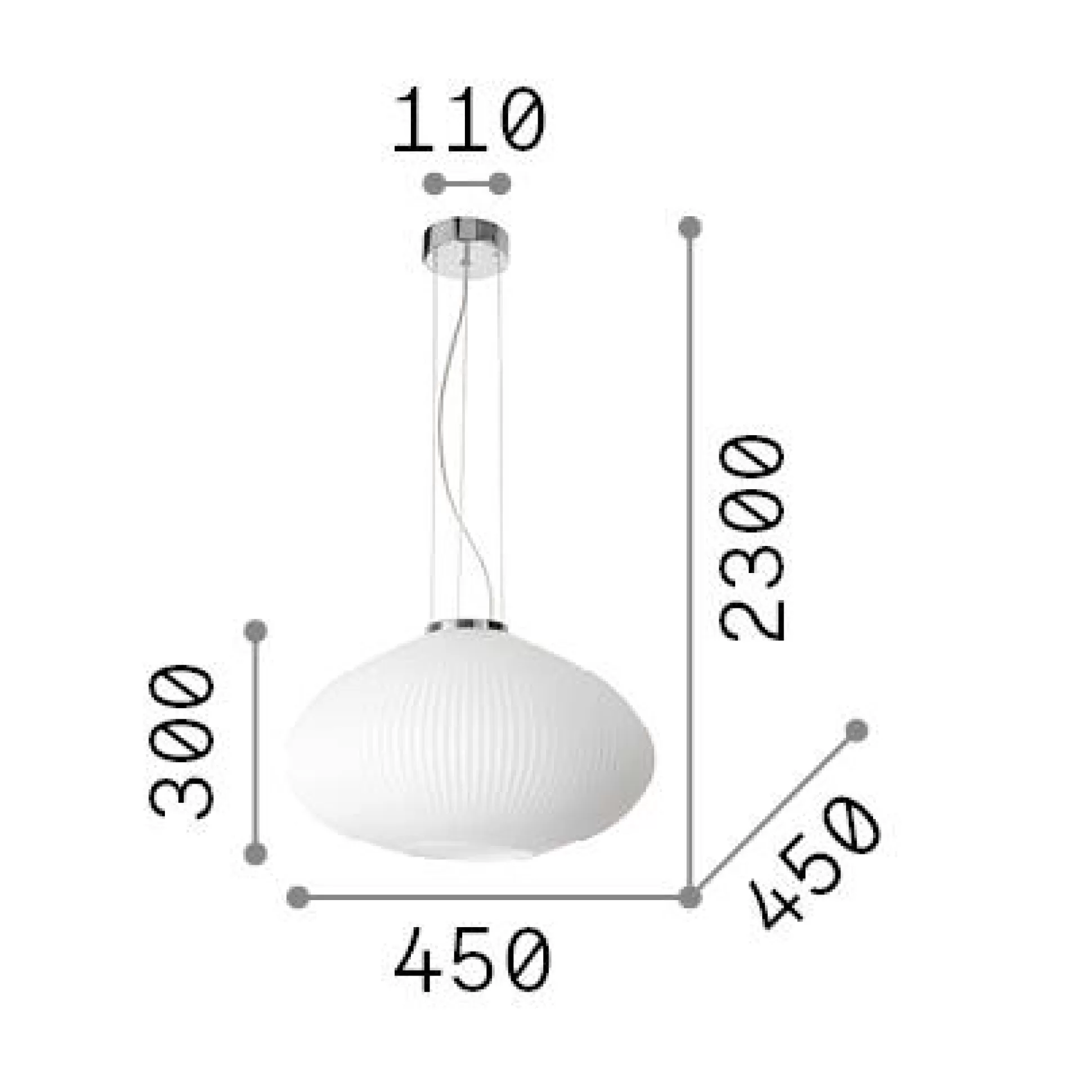 Dmora Lampade A Sospensione<Ideal-Lux - Lampada a sospensione PLISSE' SP1 D45 , 45 x 45 x h55 cm,