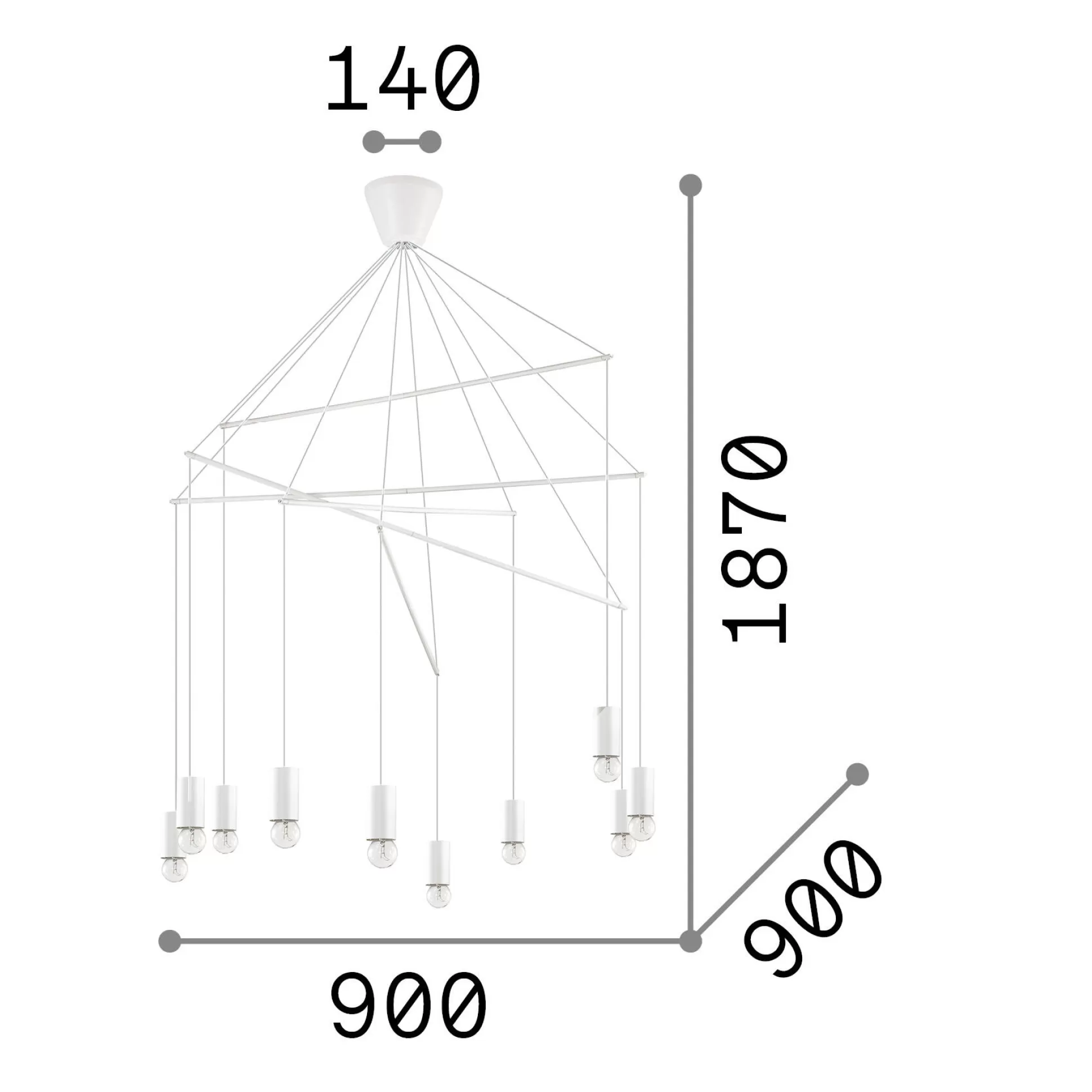 Dmora Lampade A Sospensione<Ideal-Lux - Lampada a sospensione POP SP10, 90 x 90 x h187 cm,