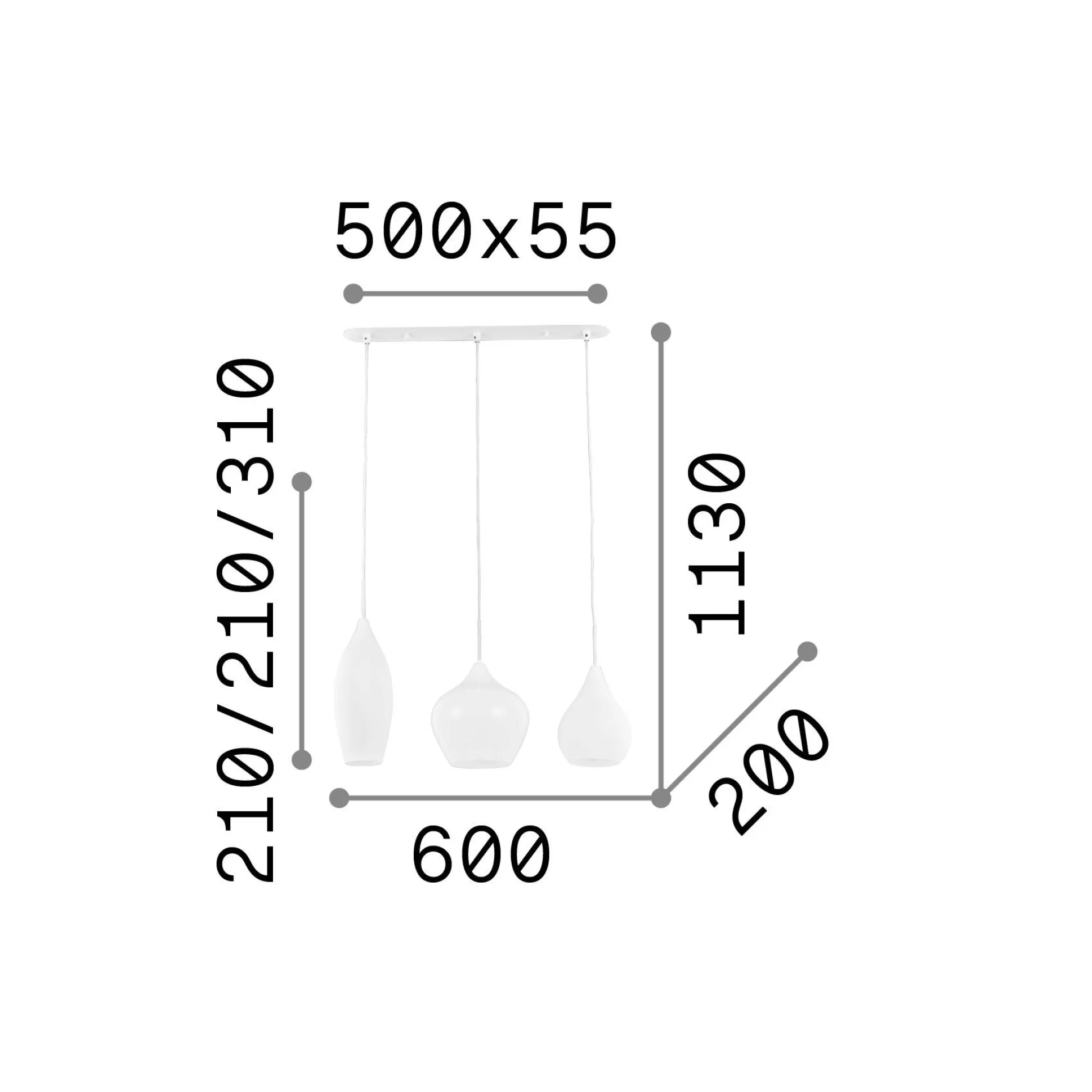 Dmora Lampade A Sospensione<Ideal-Lux - Lampada a sospensione SOFT SP3 FUME', 60 x 20 x h56 cm,
