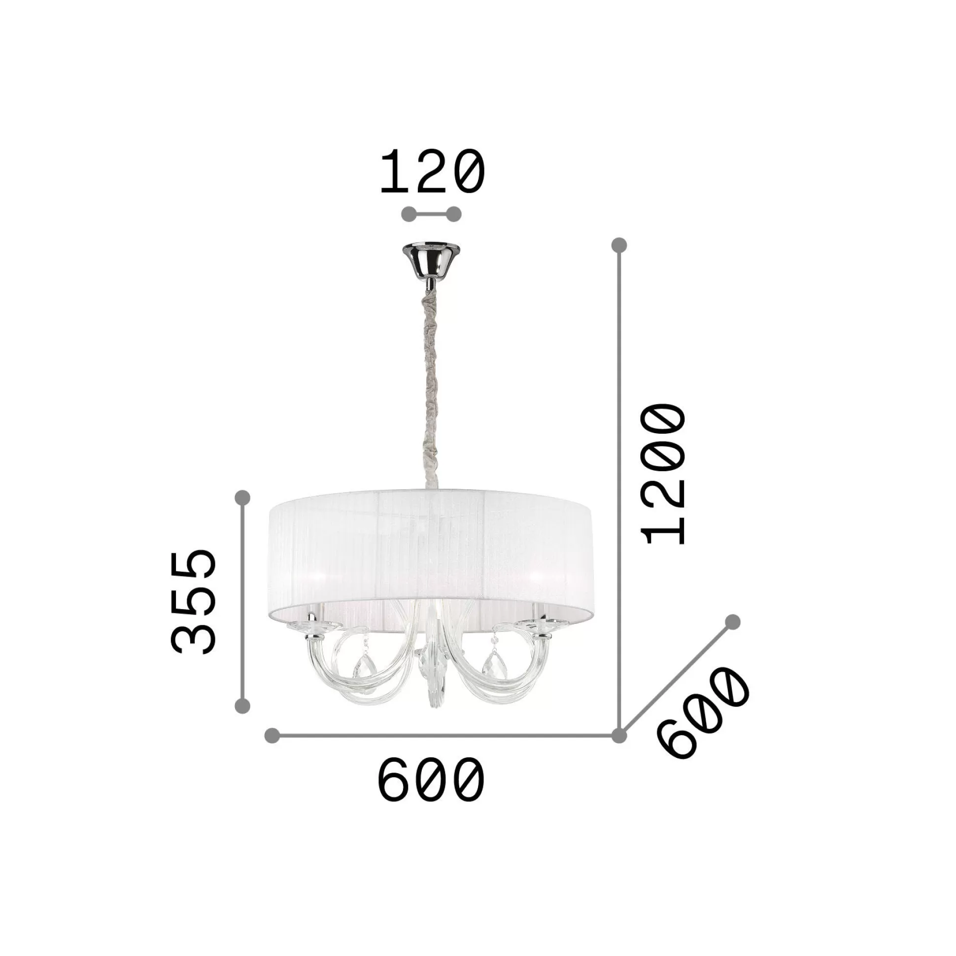 Dmora Lampade A Sospensione<Ideal-Lux - Lampada a sospensione SWAN SP3, 60 x 60 x h61 cm,