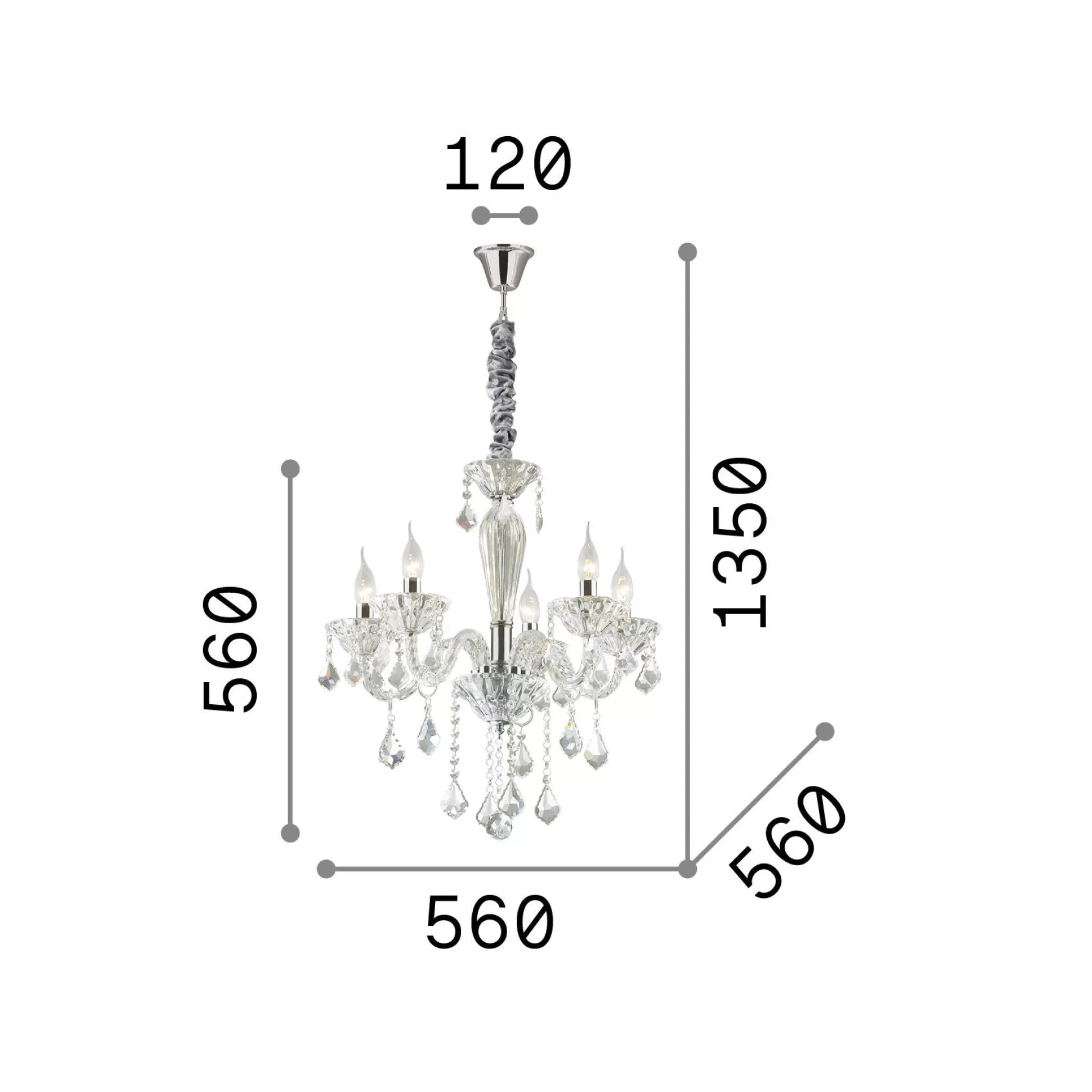 Dmora Lampade A Sospensione<Ideal-Lux - Lampada a sospensione TIEPOLO SP8, 70 x 70 x h85 cm,