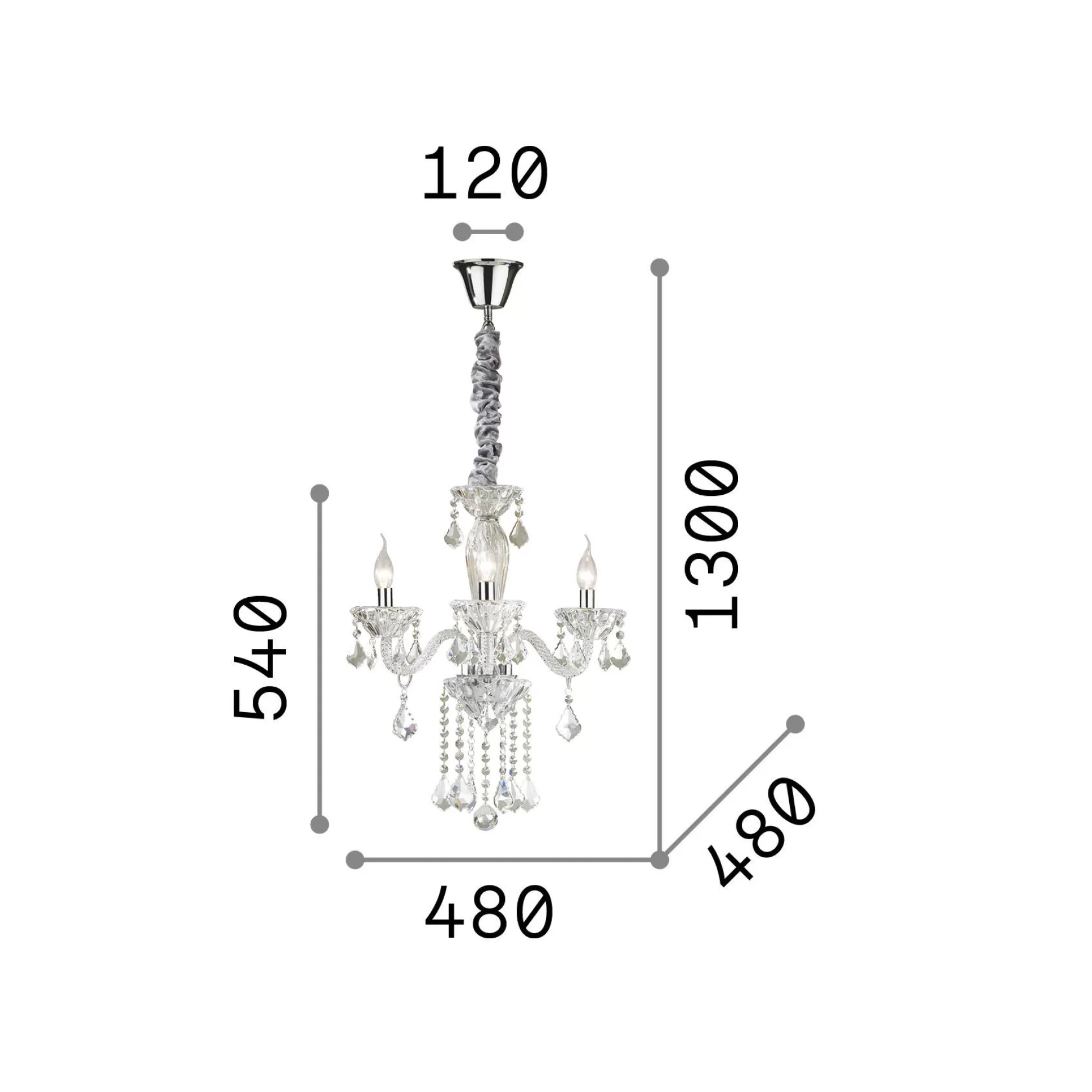 Dmora Lampade A Sospensione<Ideal-Lux - Lampada a sospensione TIEPOLO SP3, 48 x 48 x h79 cm,